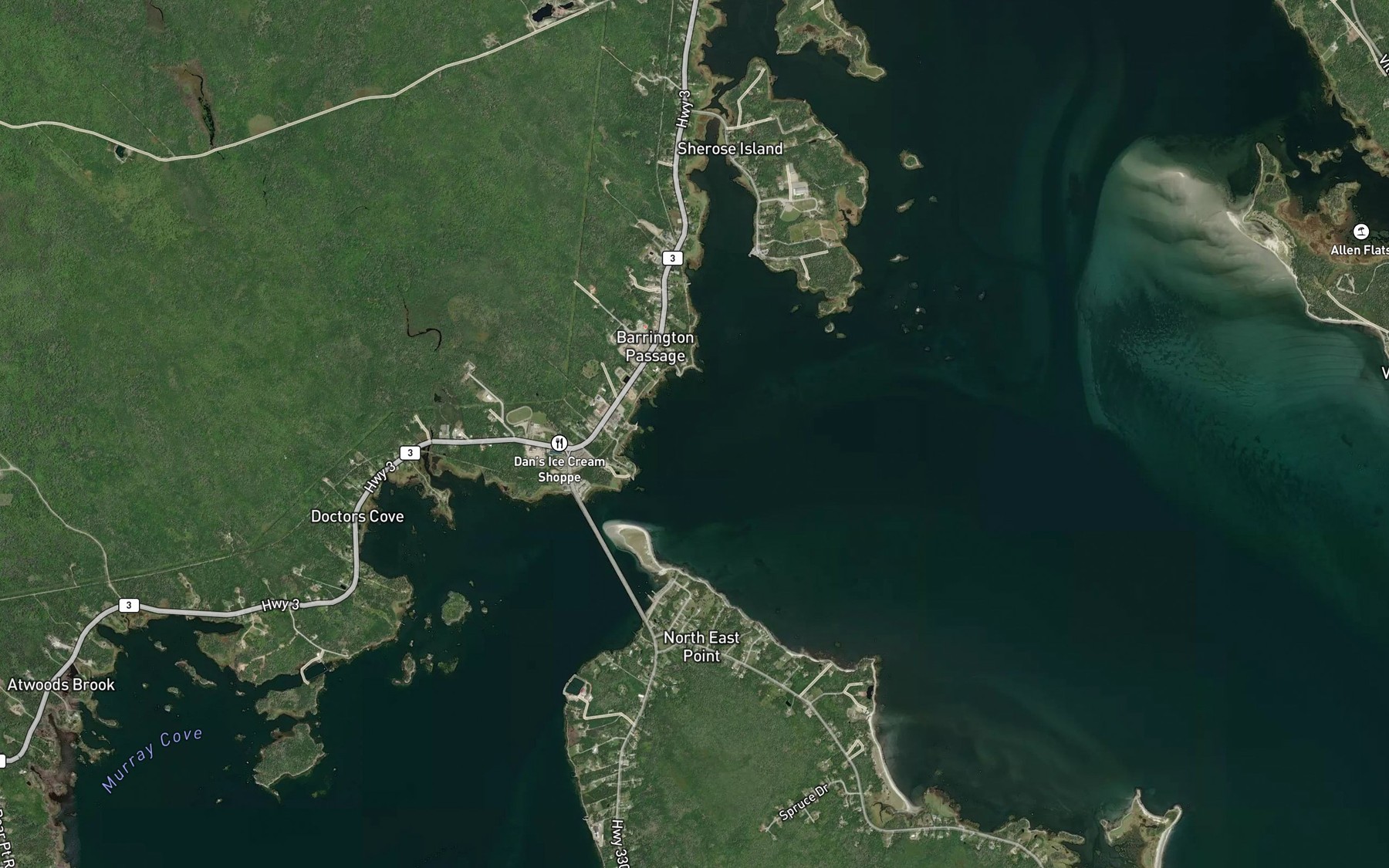 Satellite map of the East Bay