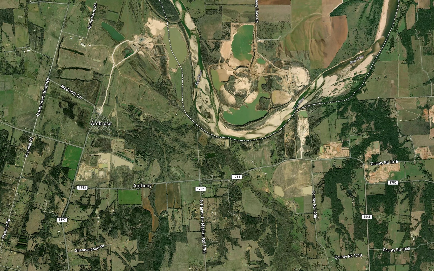 Satellite map of the Brushy Creek