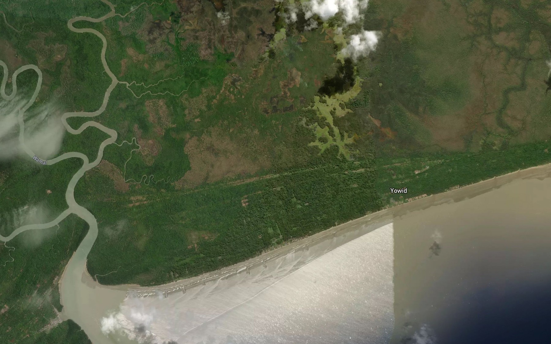 Satellite map of the Wamal River