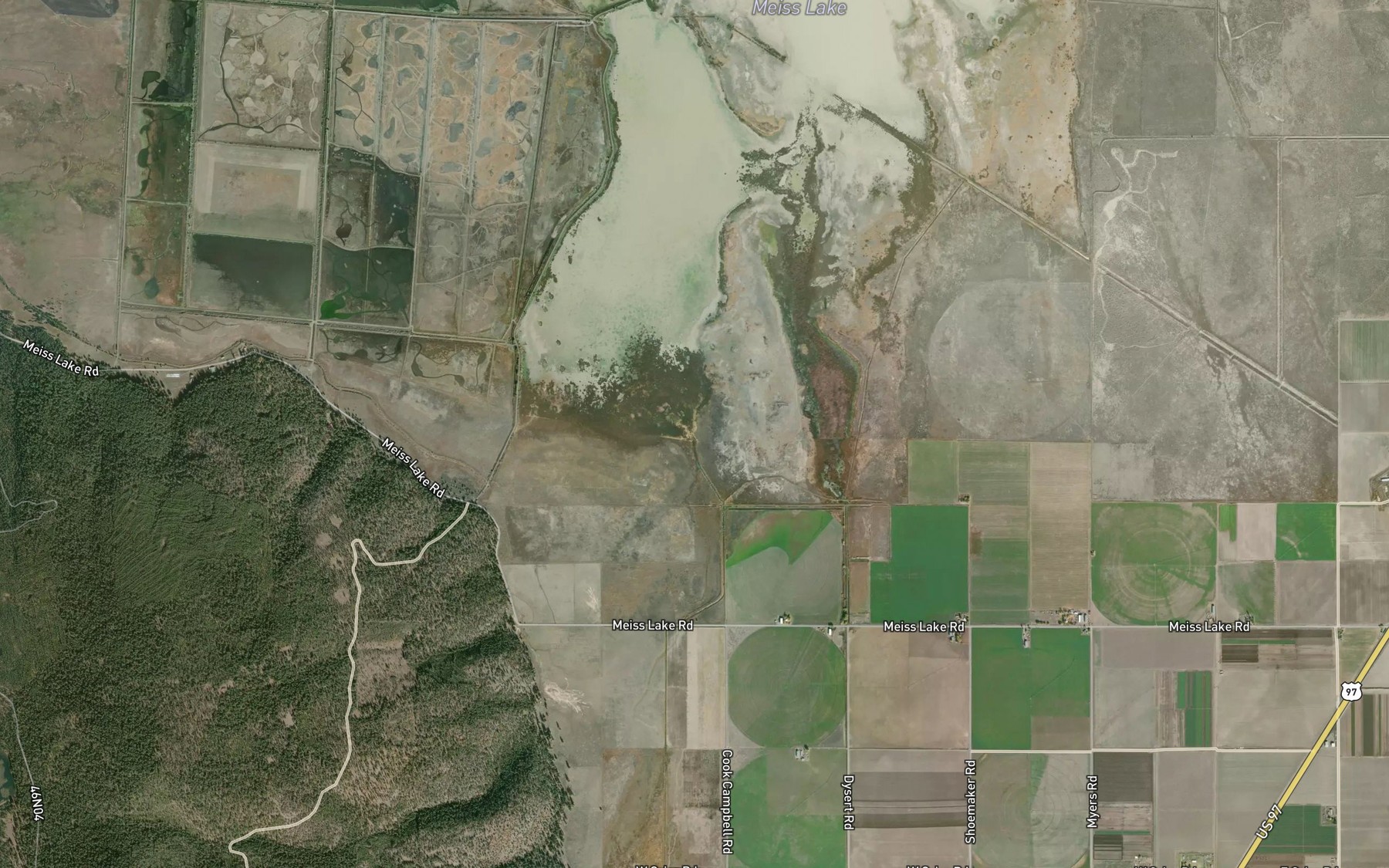 Satellite map of the Prather Creek