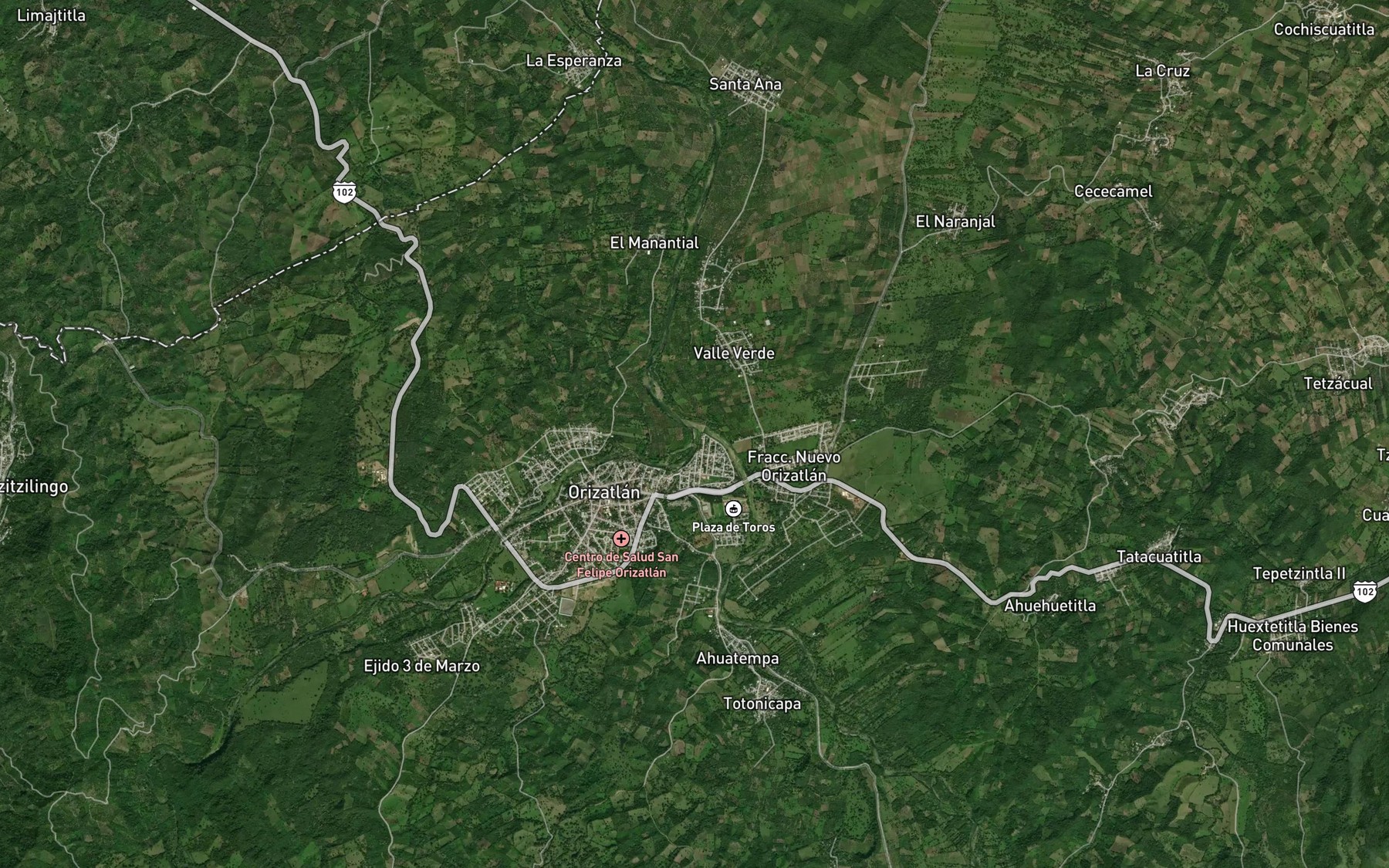 Satellite map of the Tiopancahuatl