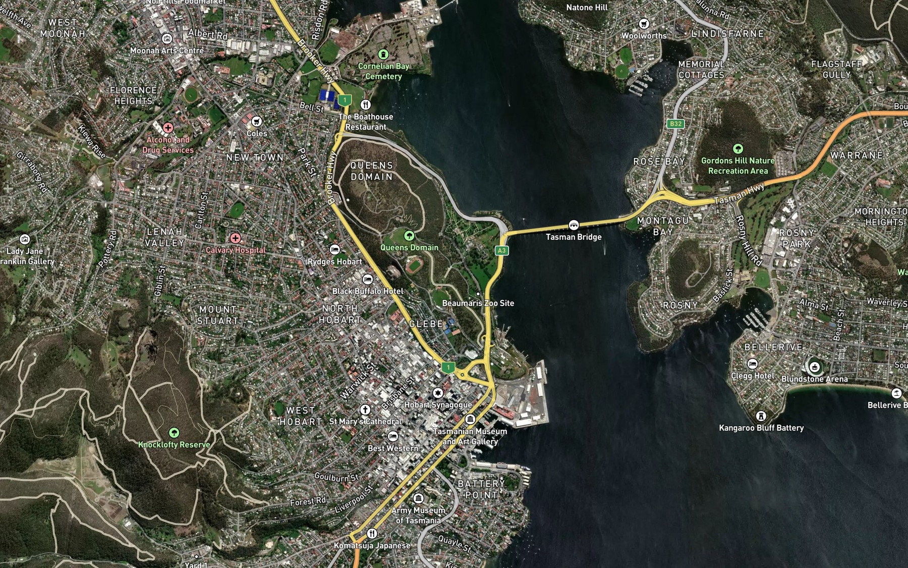 Satellite map of the Ross Bay