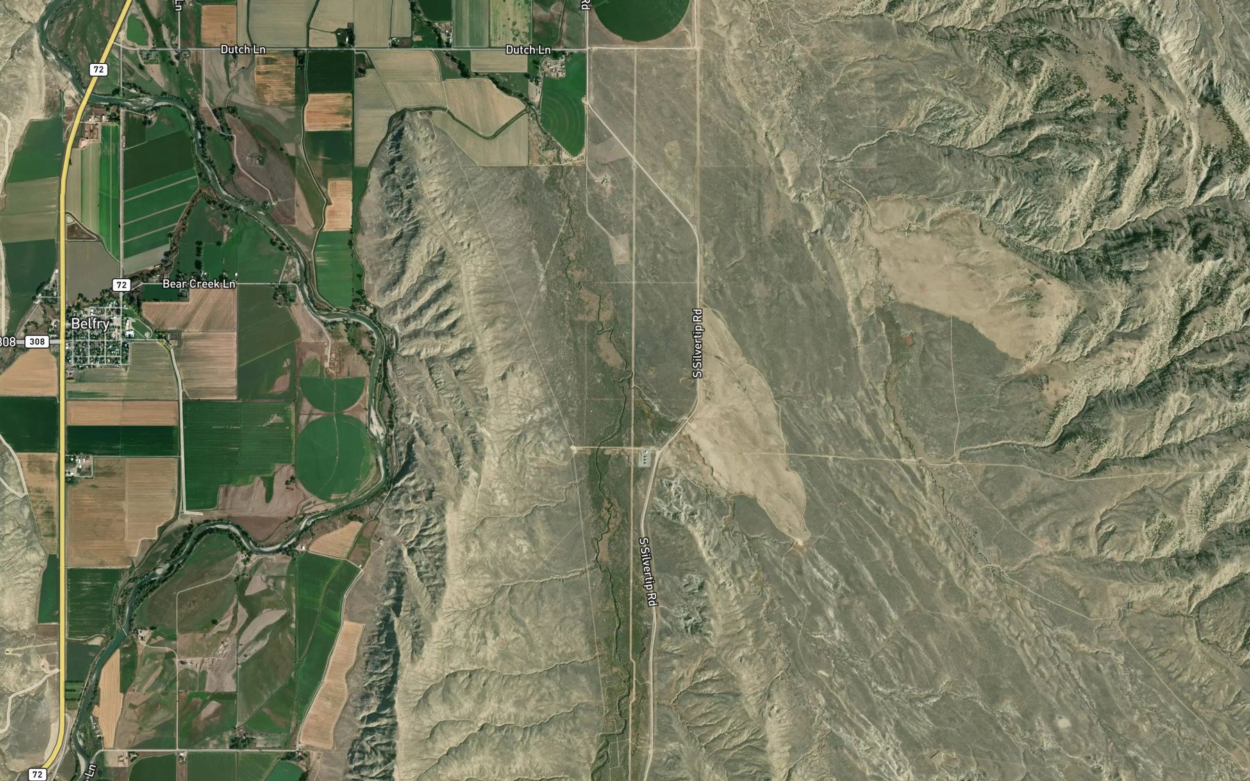 Satellite map of the Cub Creek