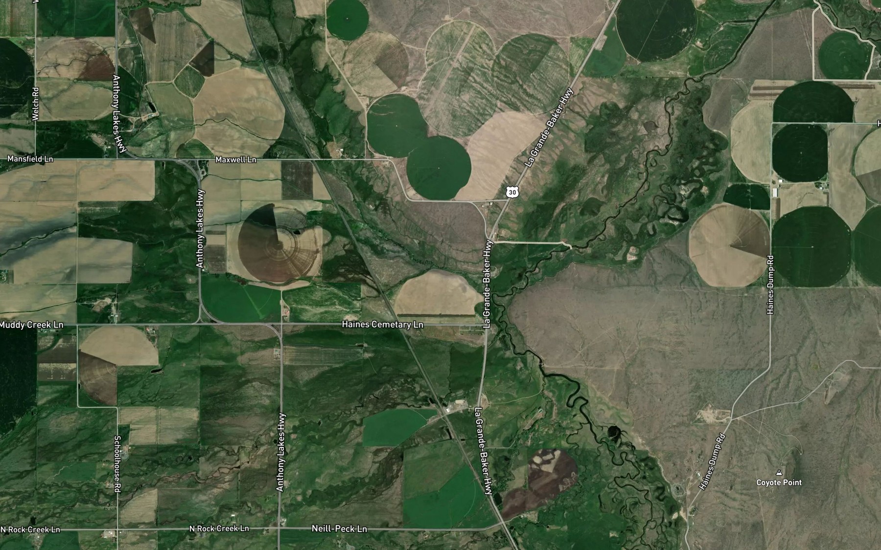 Satellite map of the Moore Pratt Ditch