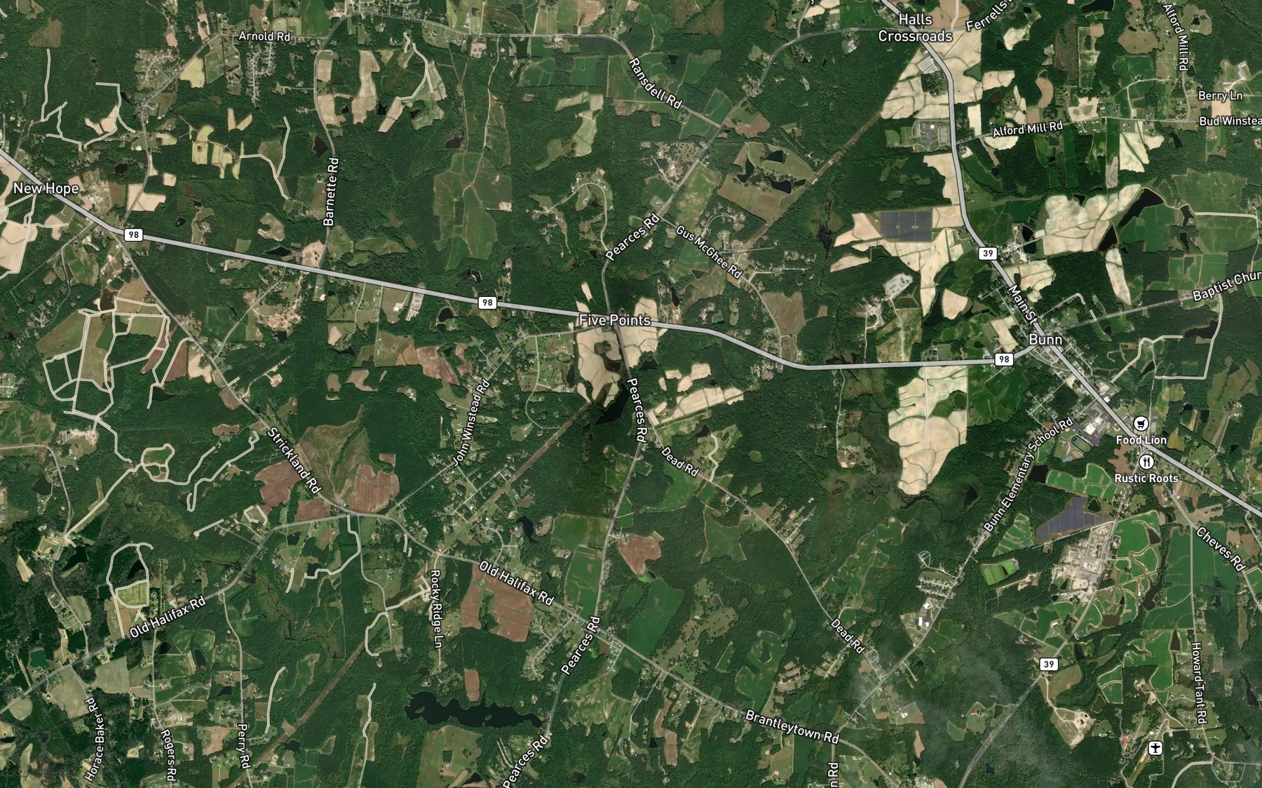 Satellite map of the Land Pond