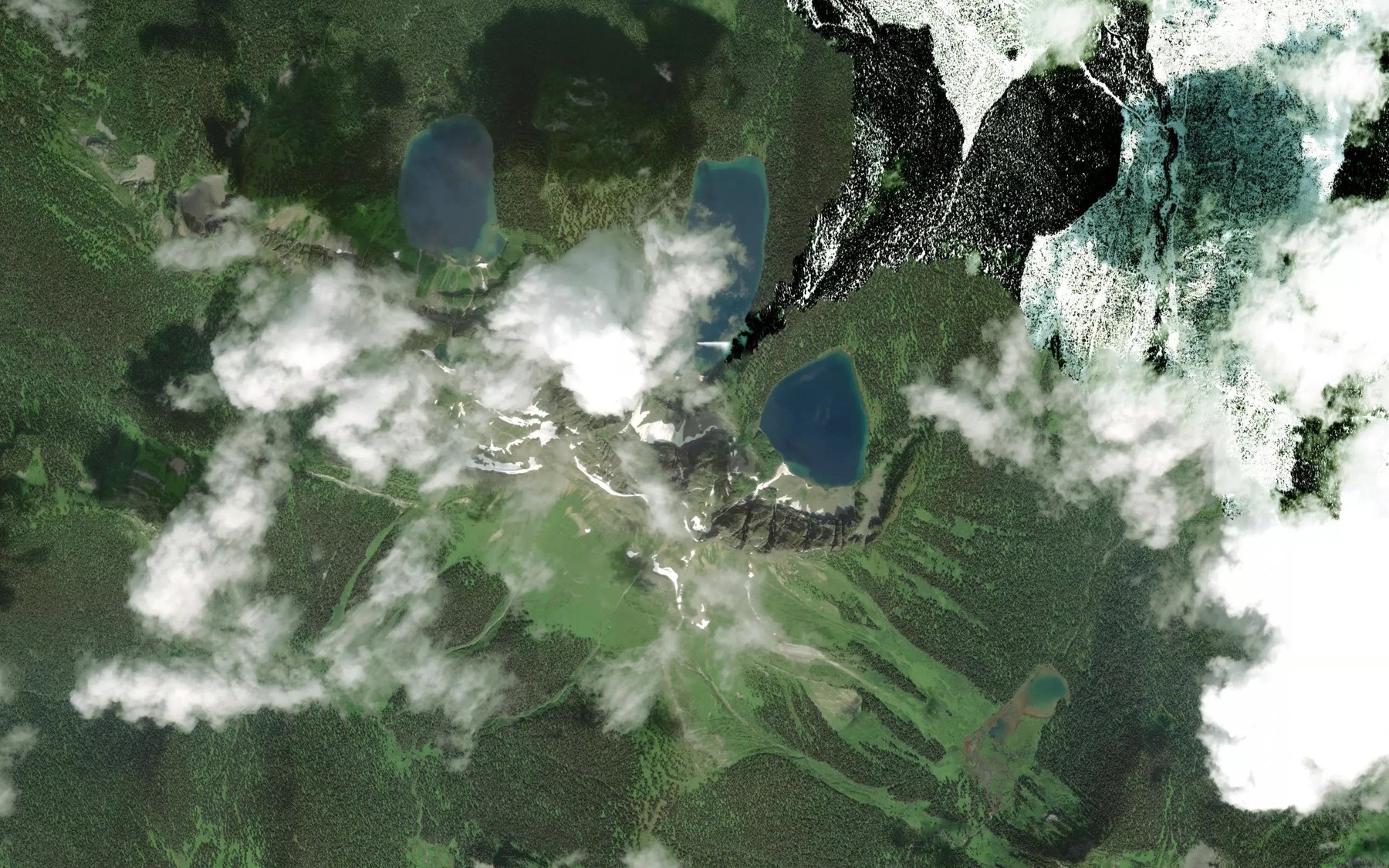 Satellite map of the Clear Mountain Lakes