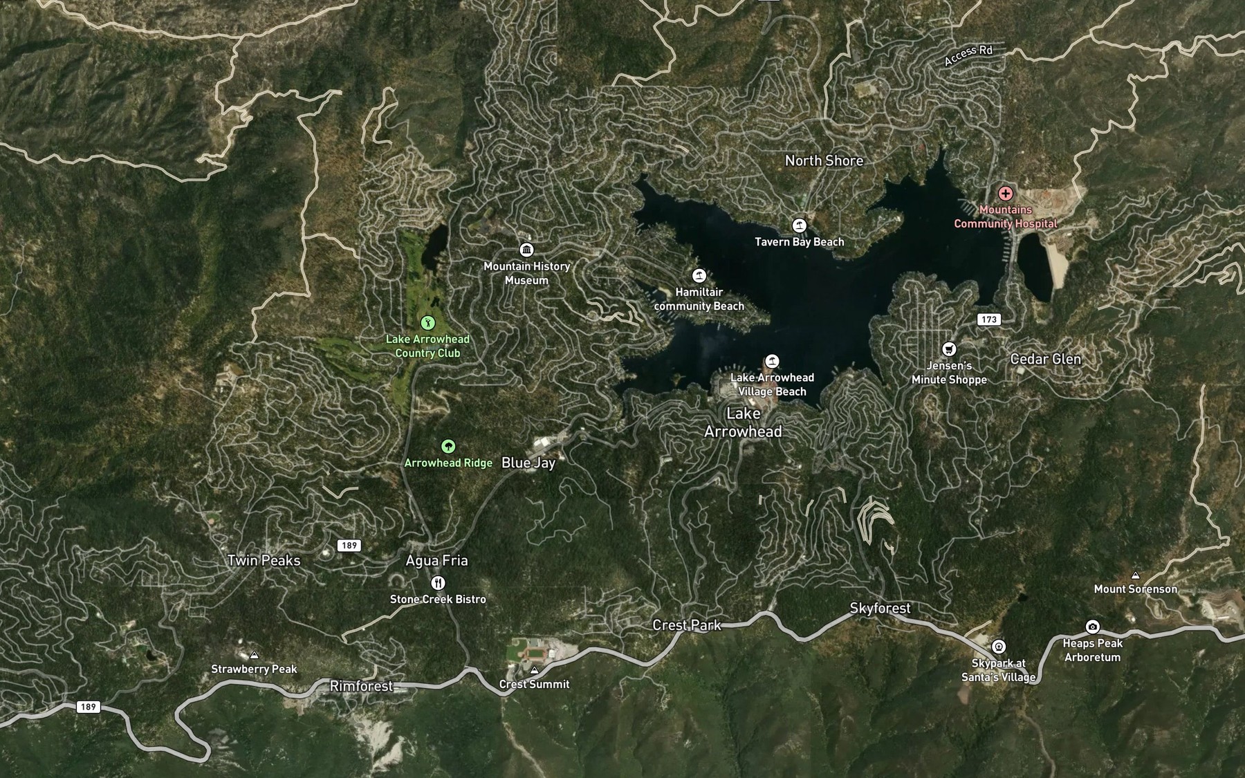 Satellite map of the Paradise Bay