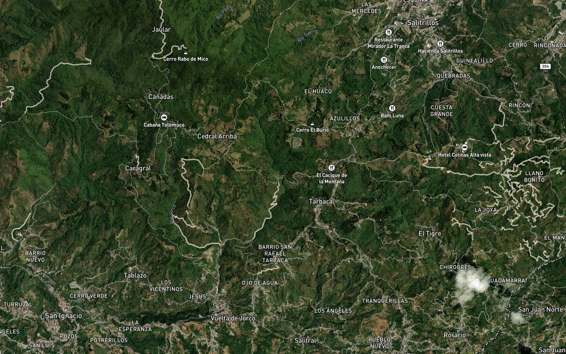 Satellite map of the Quebrada Cedral