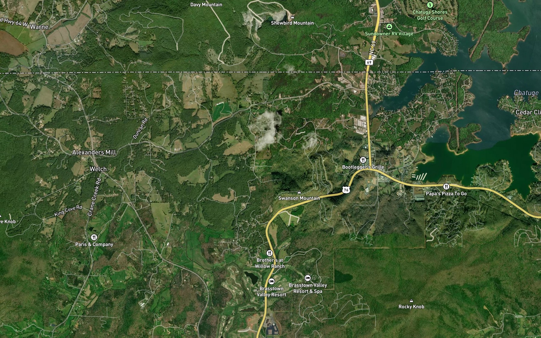Satellite map of the Swanson Cove