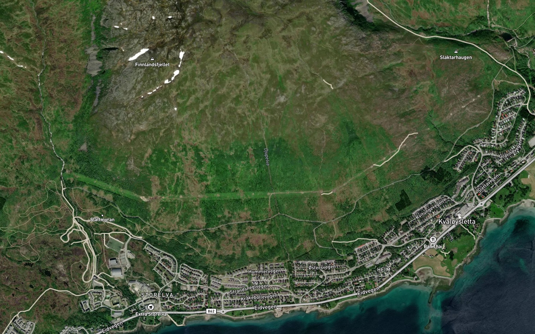Satellite map of the Djupelva