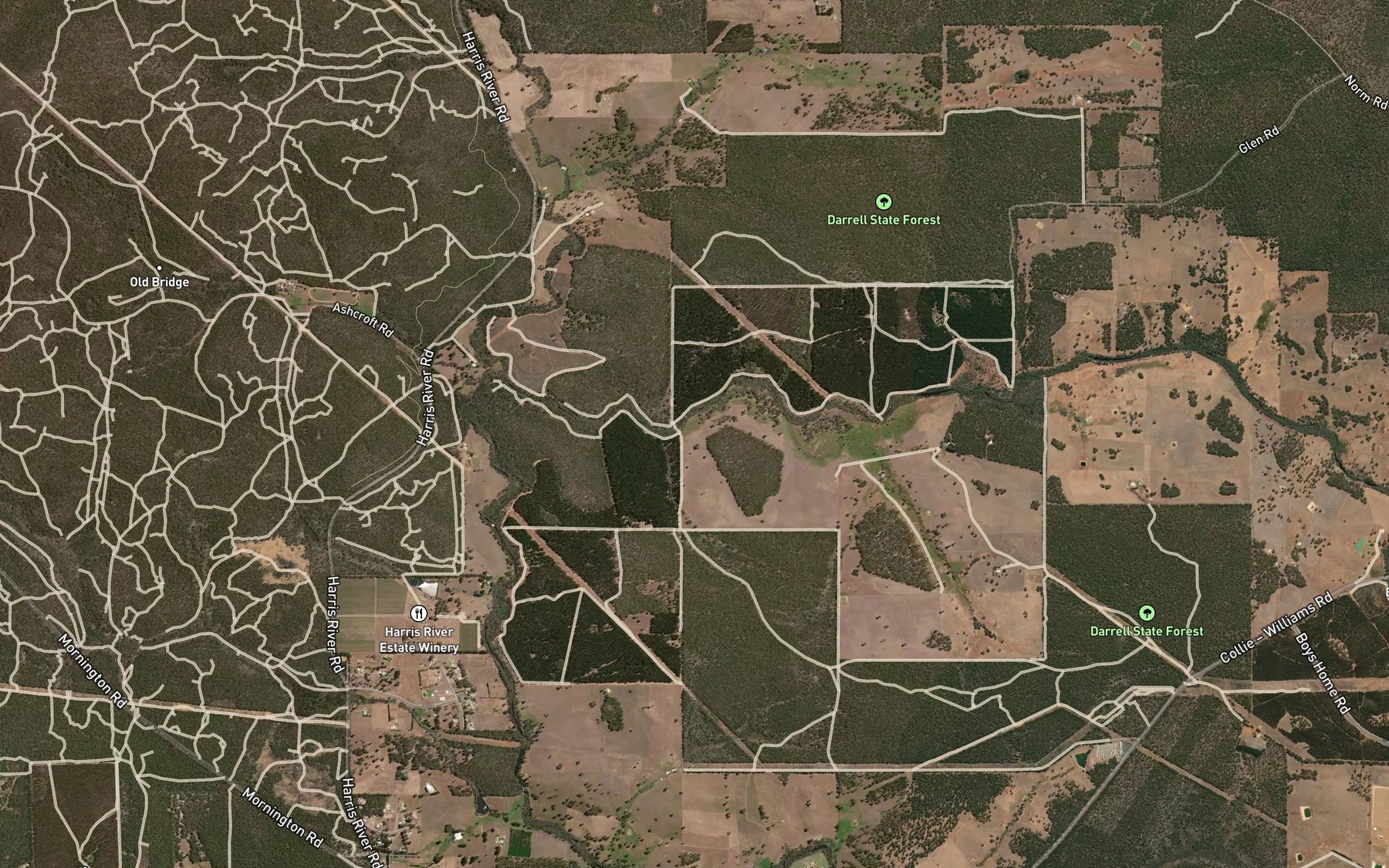 Satellite map of the Collie River East