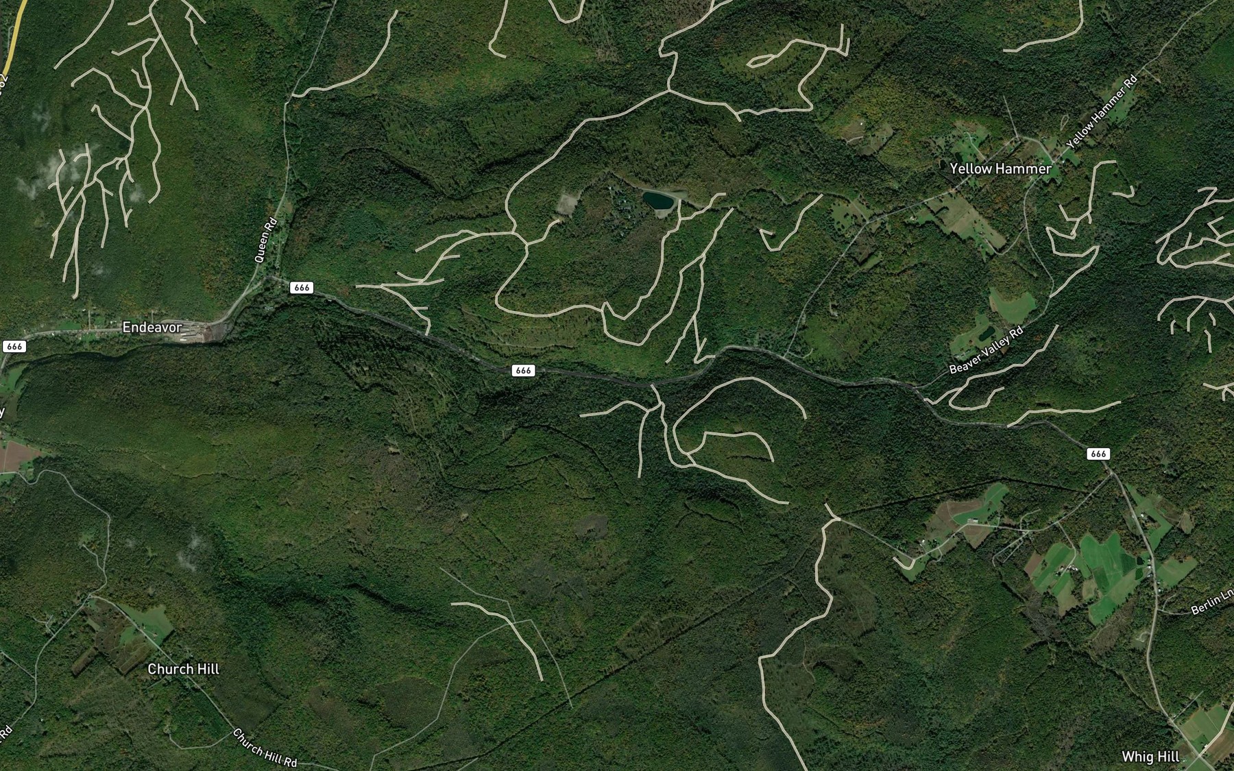 Satellite map of the Camp Run