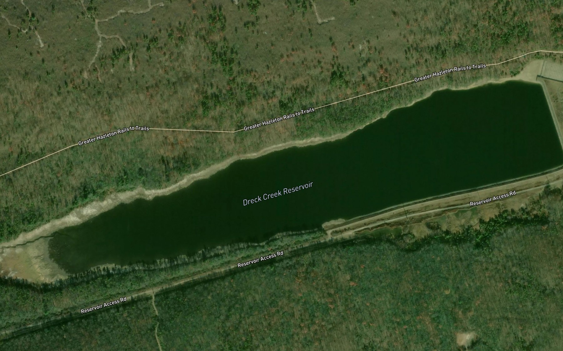 Satellite map of the Dam F Reservoir