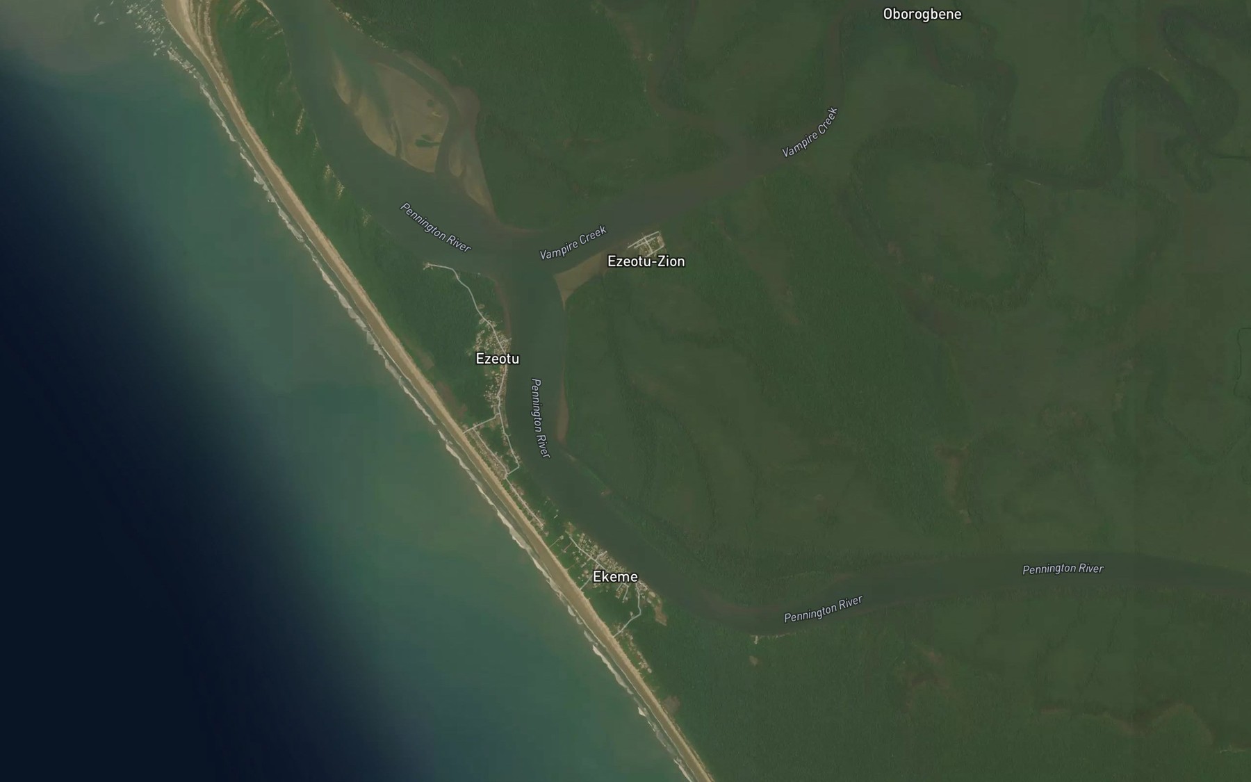 Satellite map of the Abo Creek