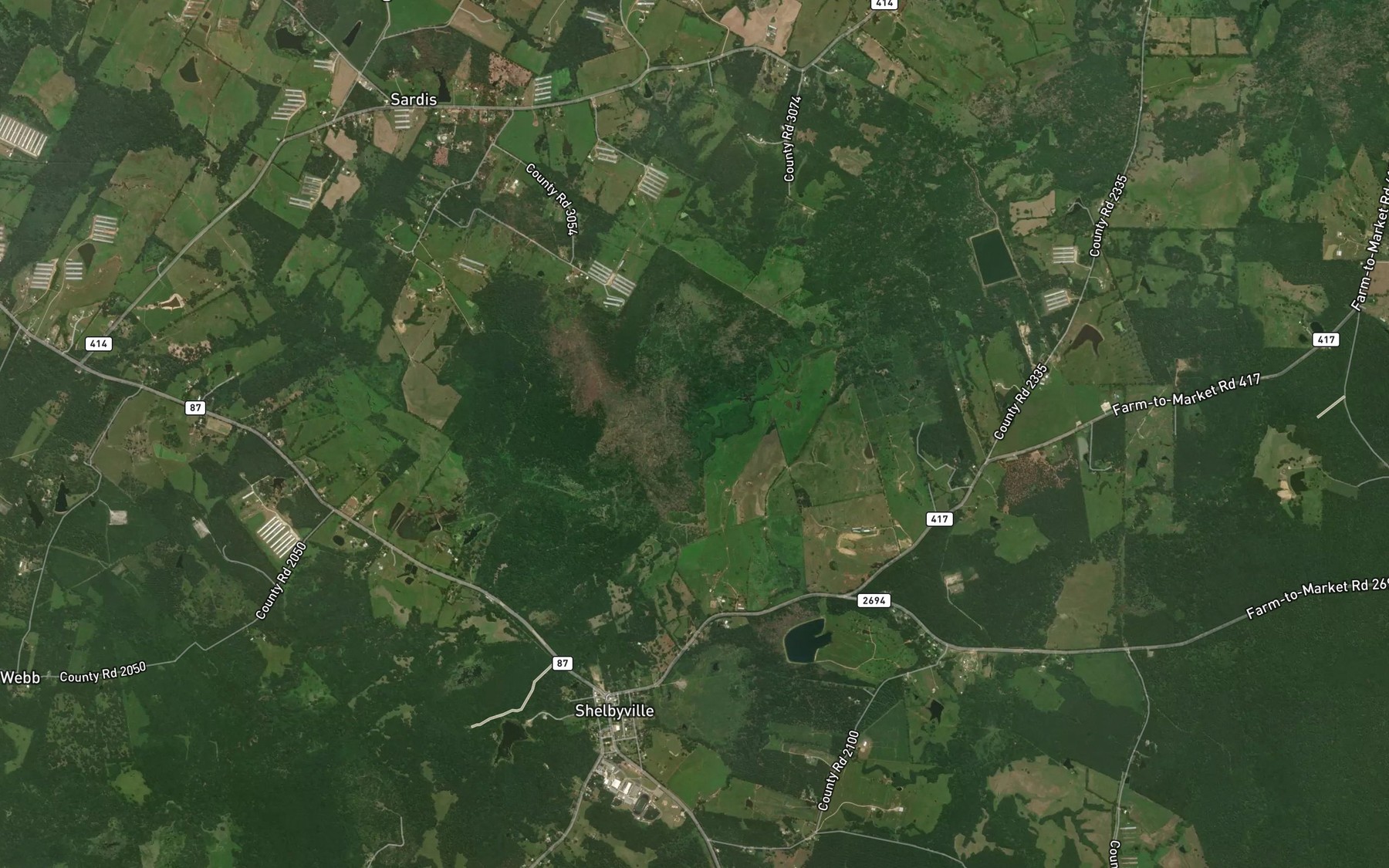 Satellite map of the Prairie Creek