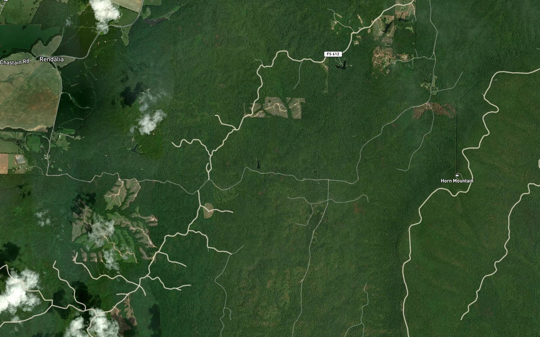Satellite map of the Smelley Creek