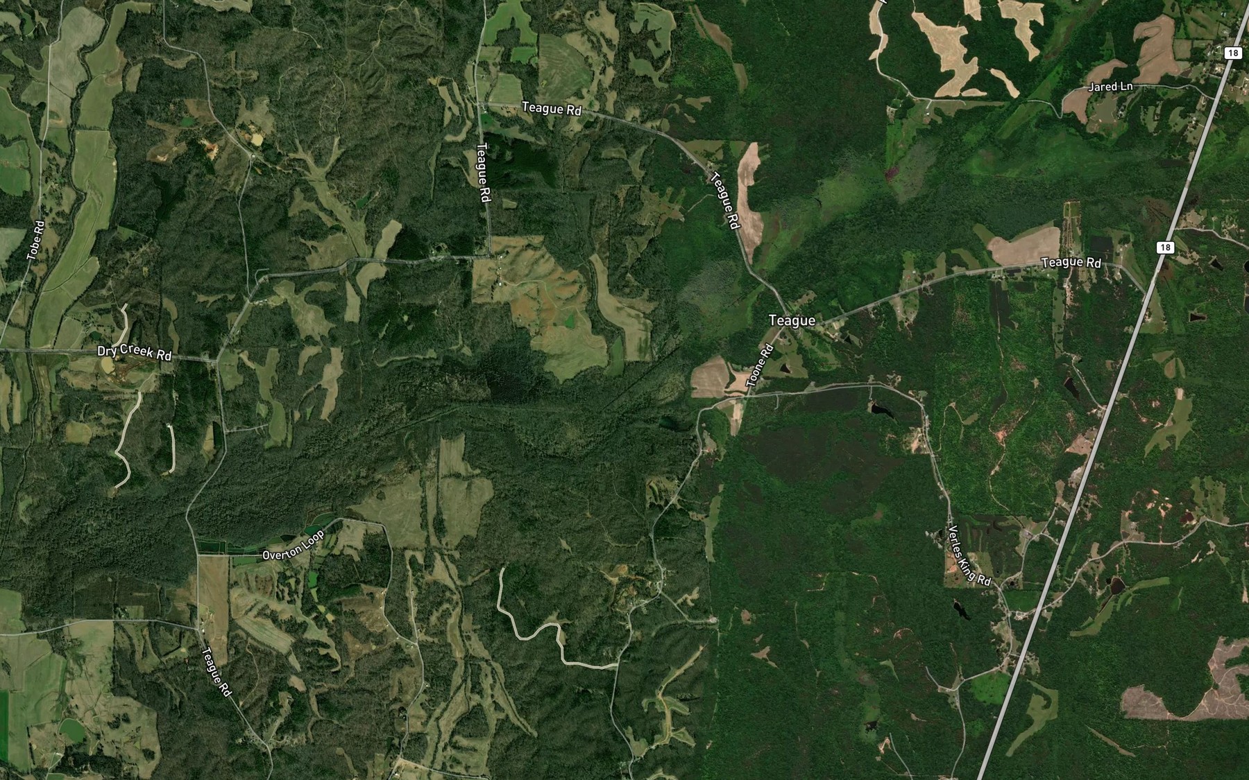 Satellite map of the Pugh Creek