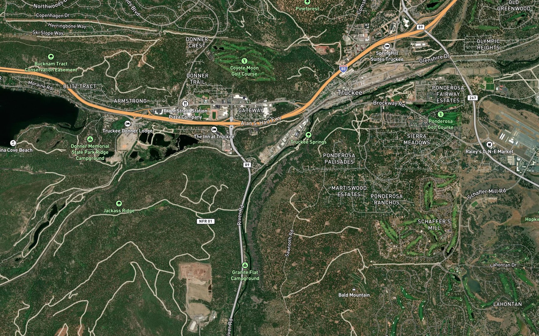 Satellite map of the Donner Creek