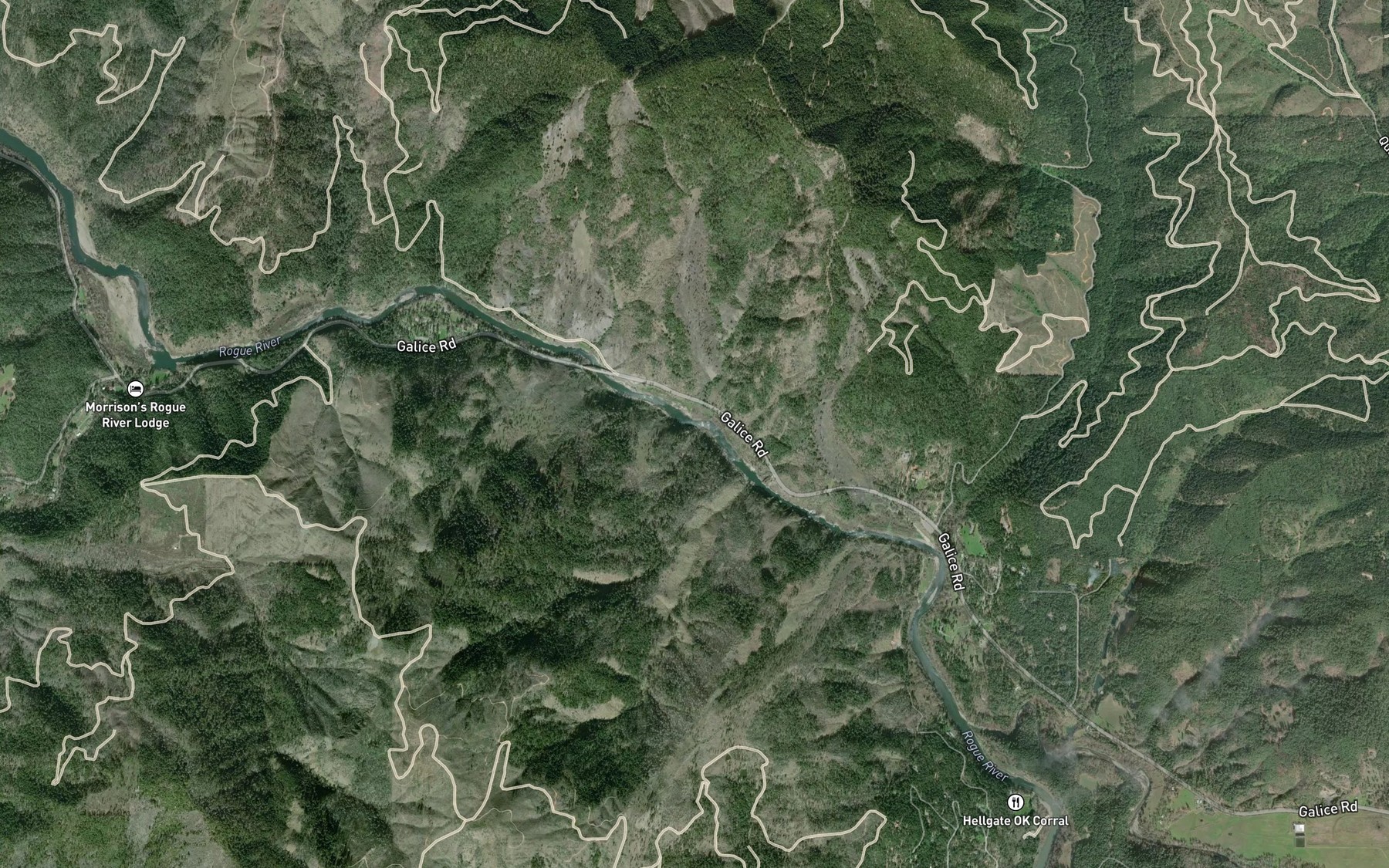 Satellite map of the Little Zigzag Creek
