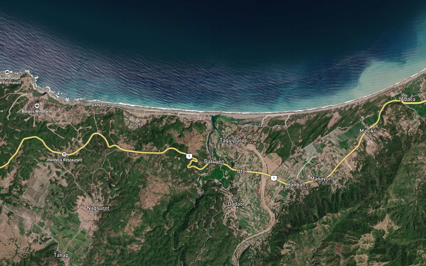 Satellite map of the Banban River
