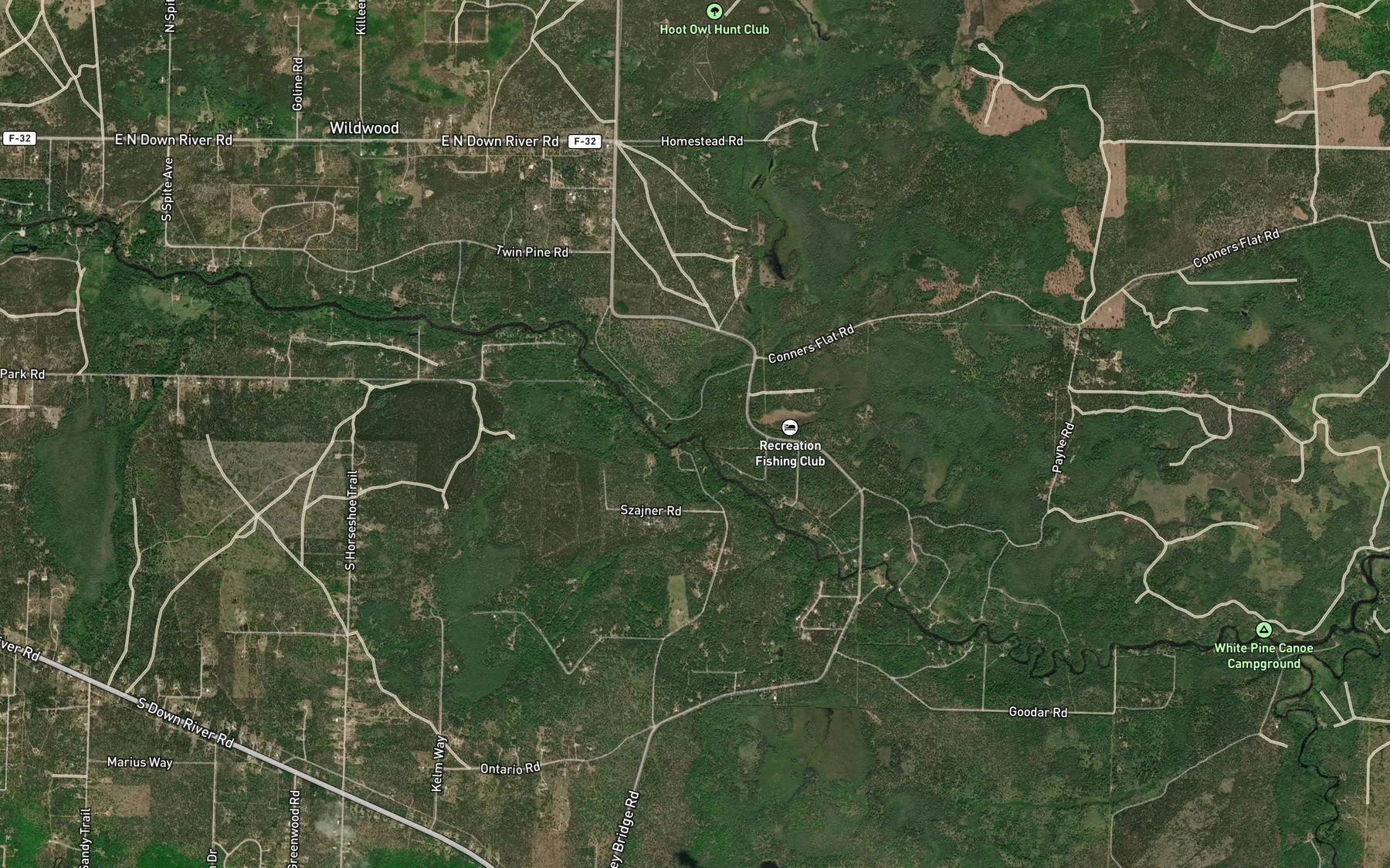 Satellite map of the Barker Creek