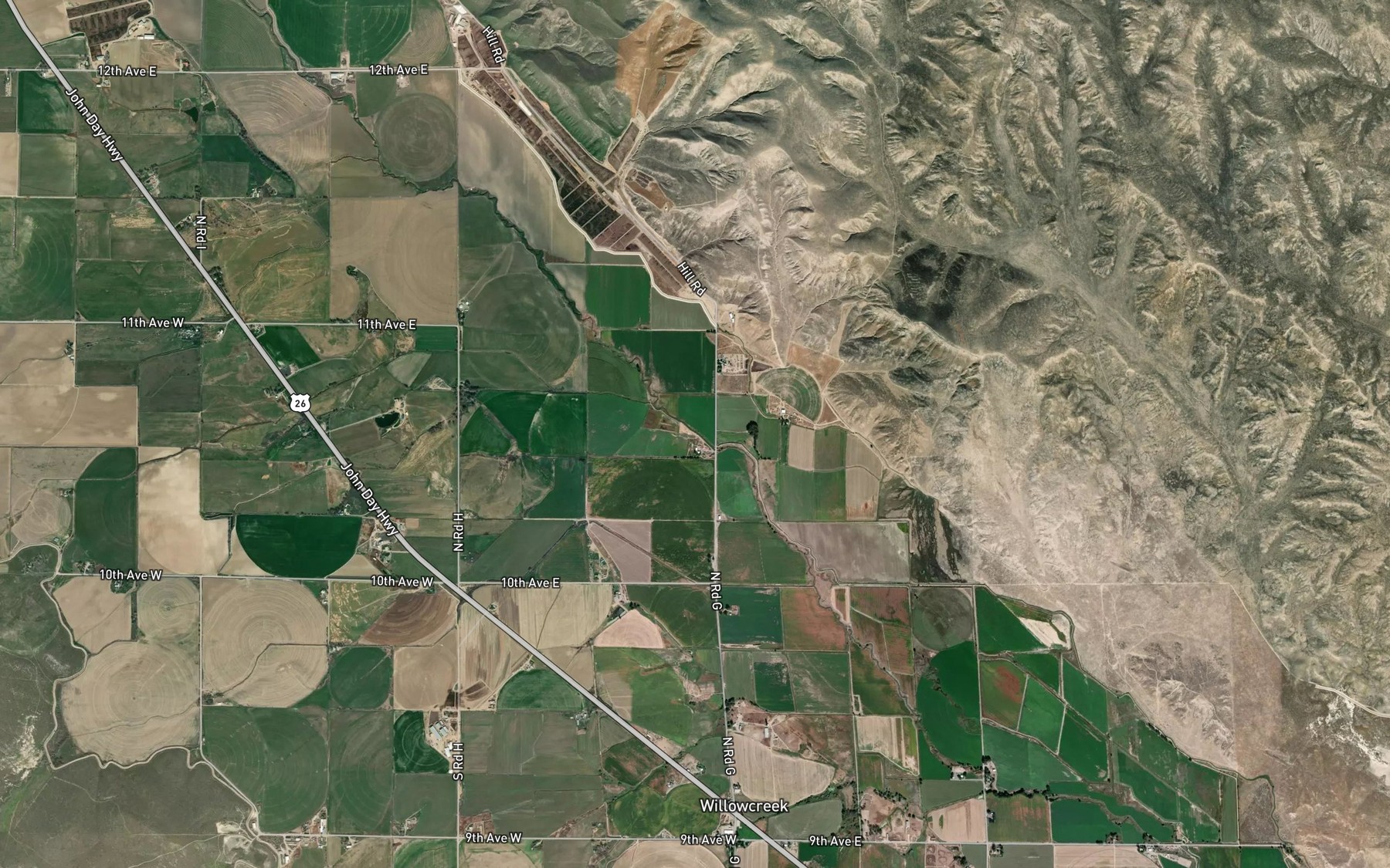 Satellite map of the Mud Creek