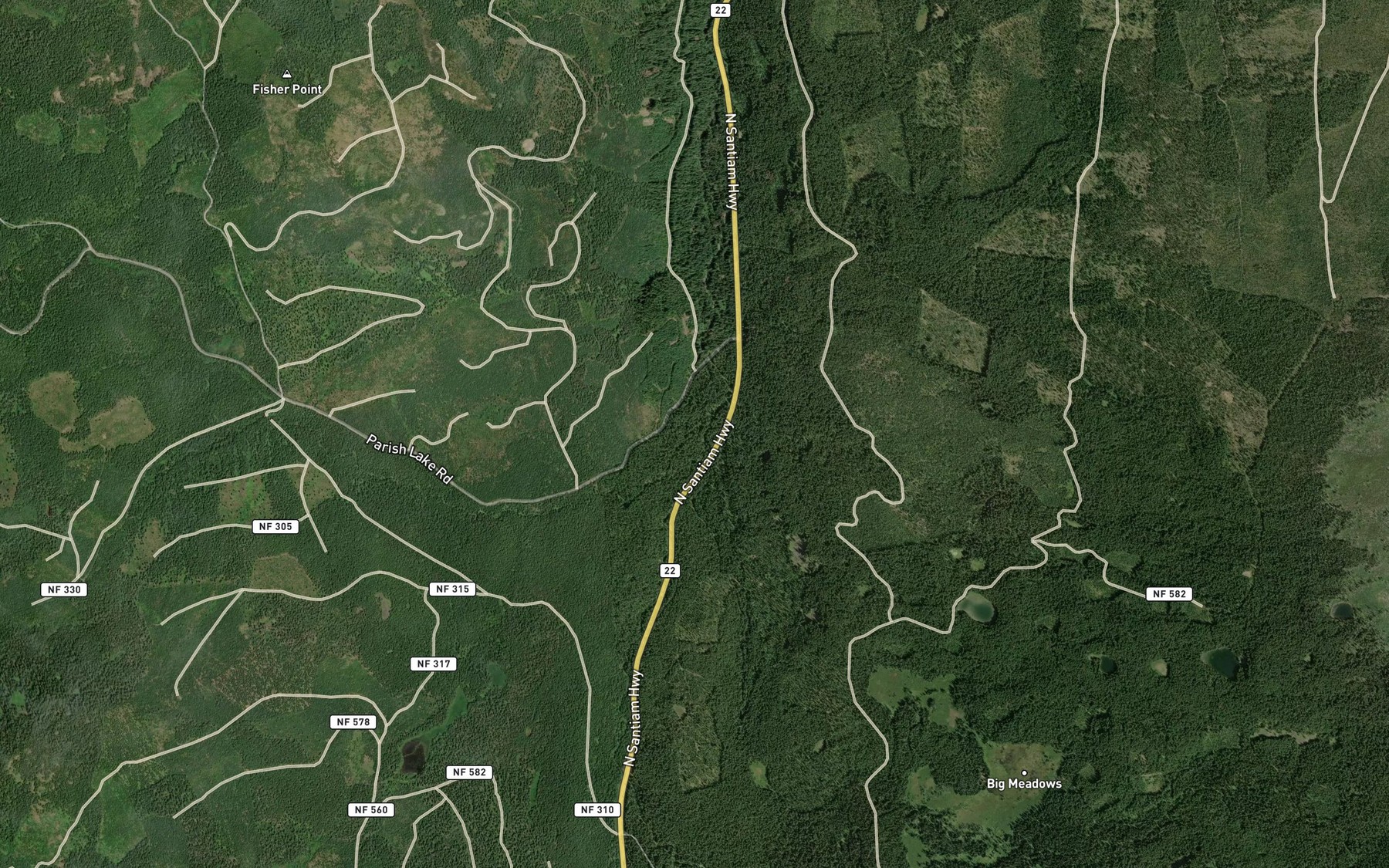 Satellite map of the Camp Creek
