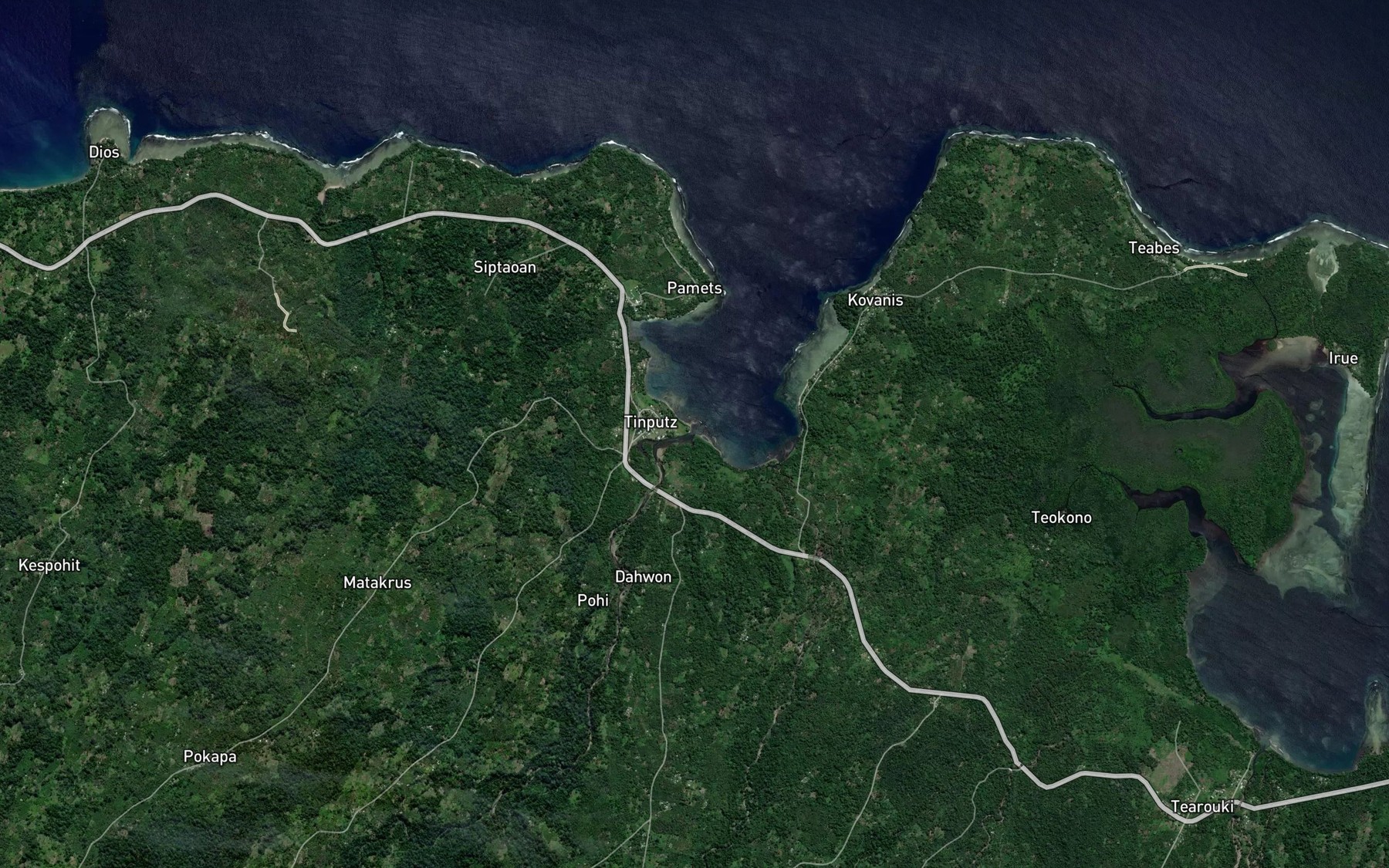 Satellite map of the Aunina River