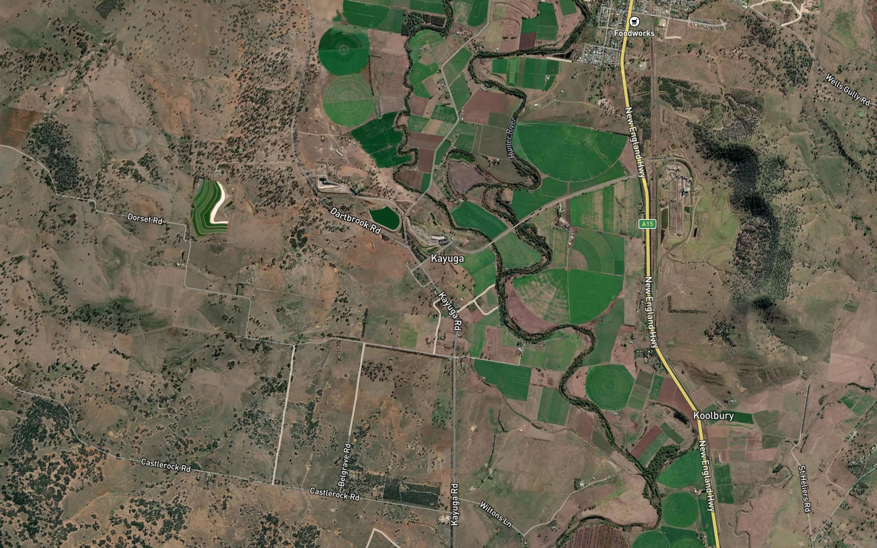 Satellite map of the Pages River