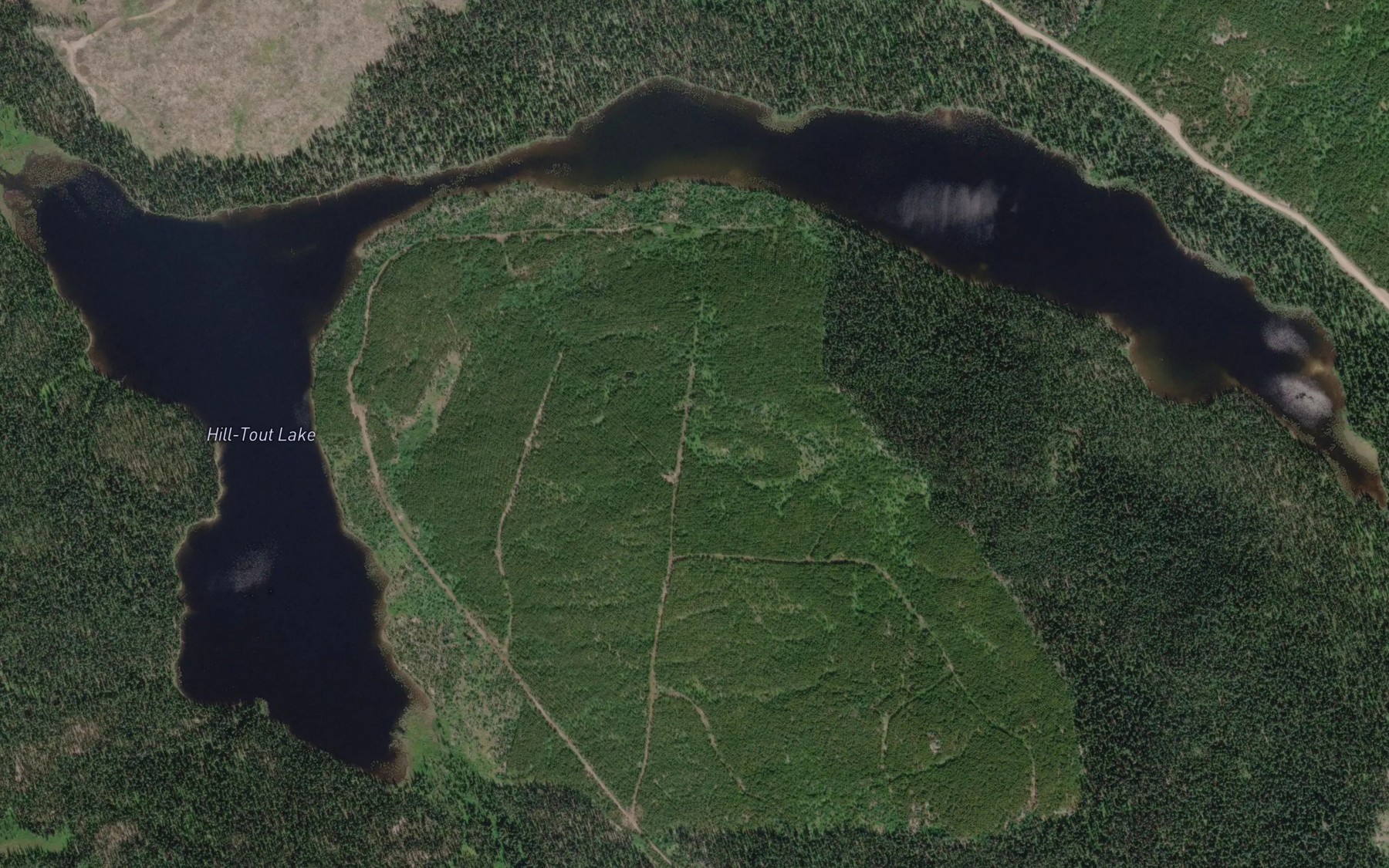Satellite map of the Hill-Tout Lake