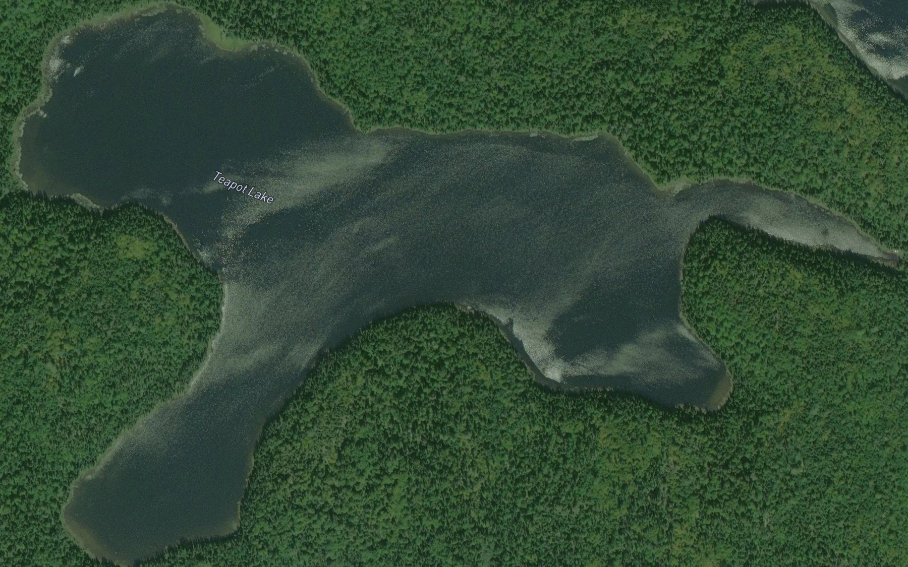 Satellite map of the Teapot Lake