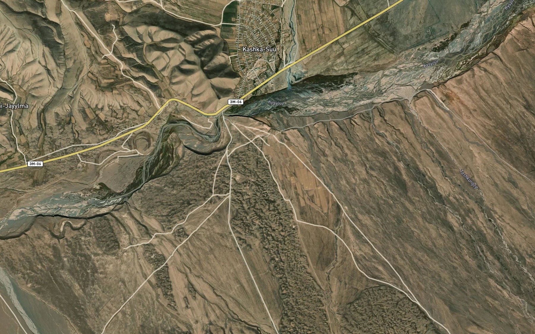 Satellite map of the Kyrchyndy-Suu