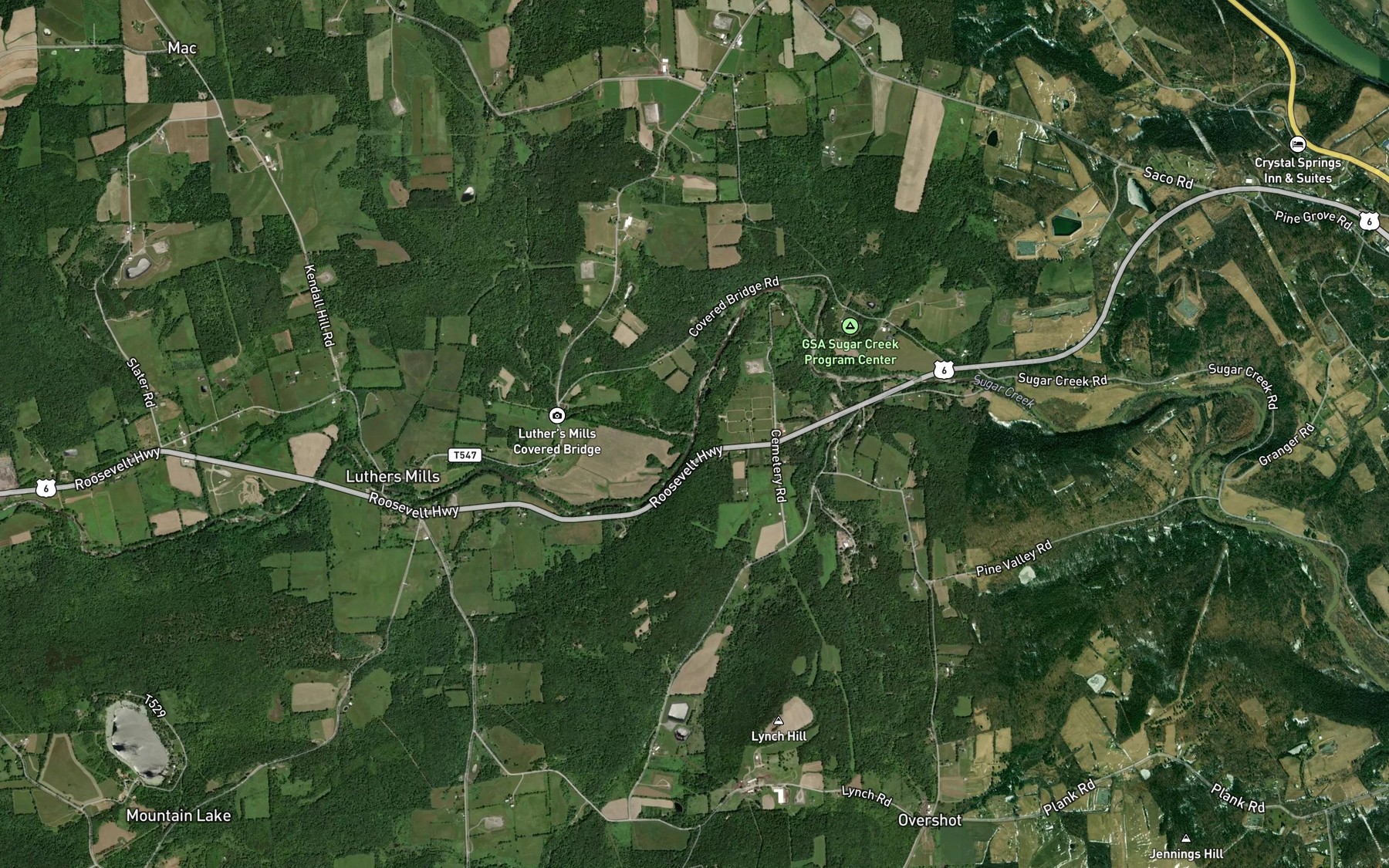 Satellite map of the Browns Creek
