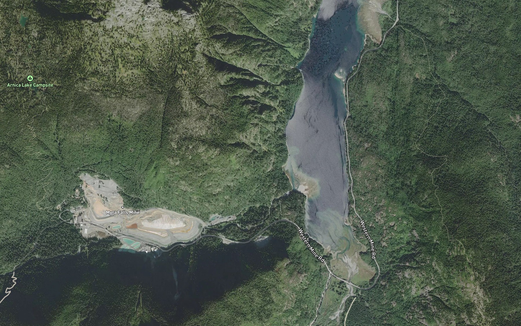 Satellite map of the Myra Creek