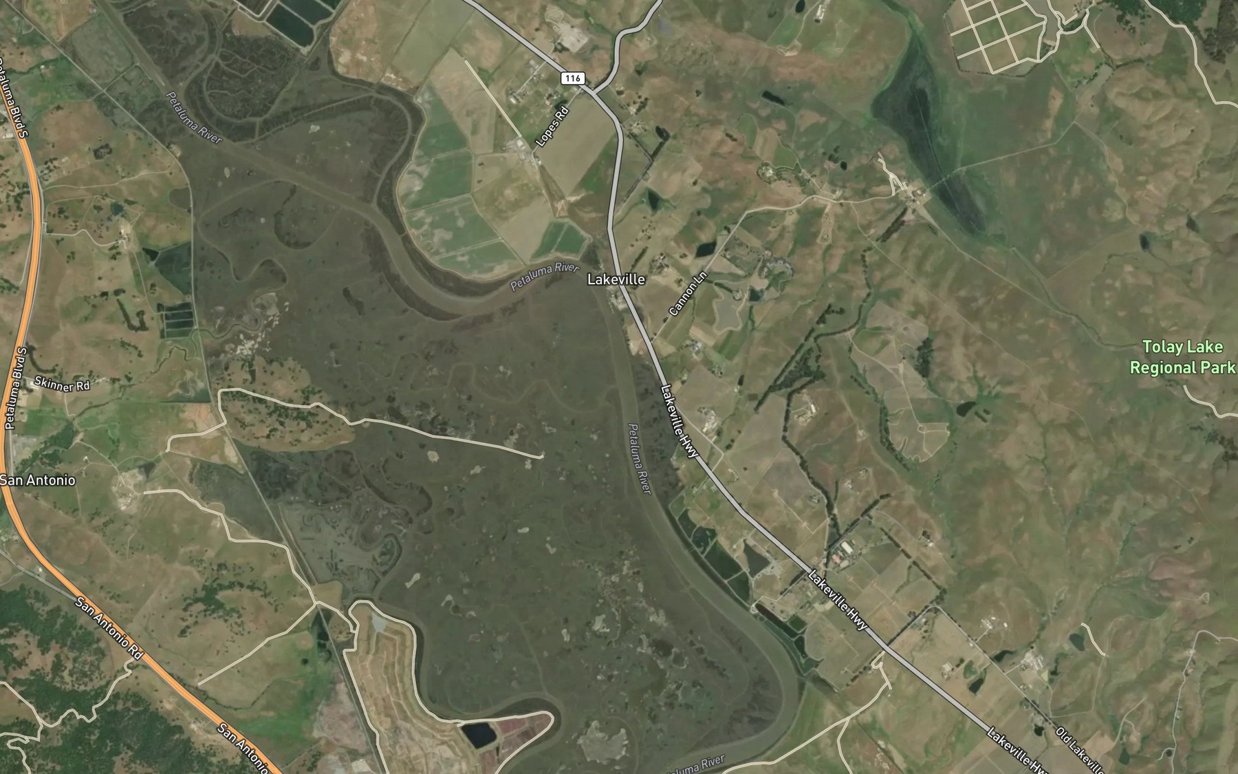 Satellite map of the Tule Slough