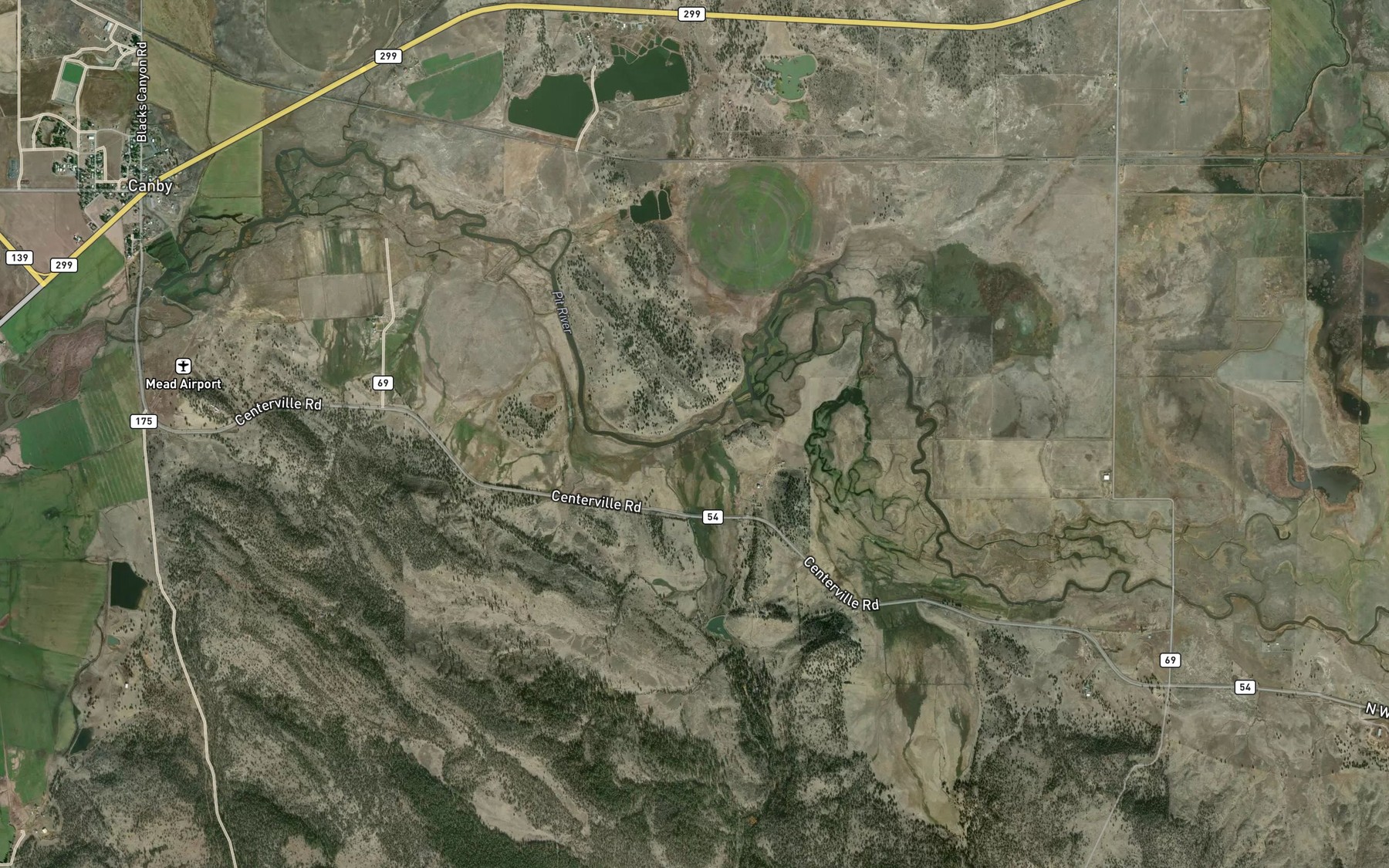 Satellite map of the Toms Creek