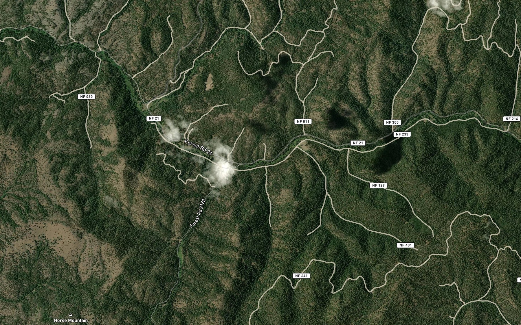 Satellite map of the Orange Creek