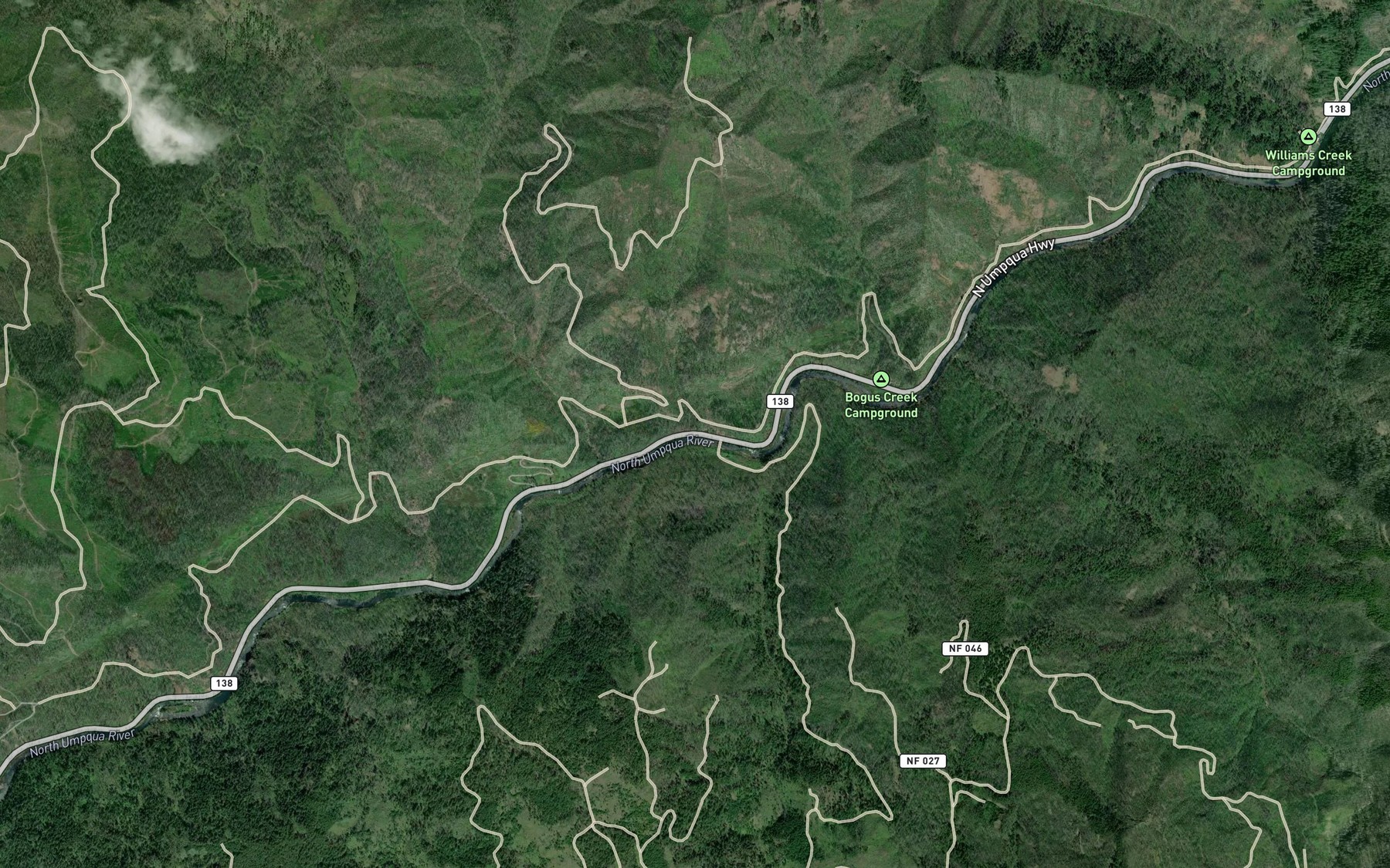 Satellite map of the Raspberry Creek