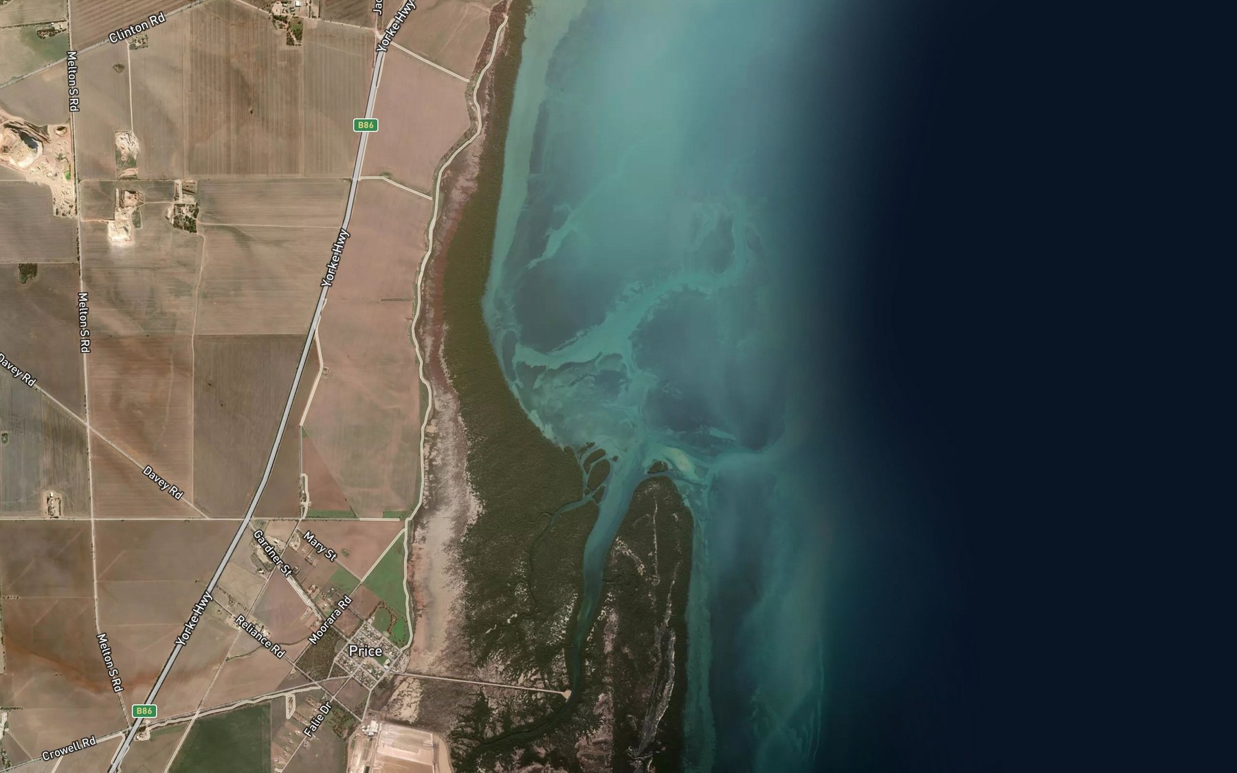 Satellite map of the Will Creek