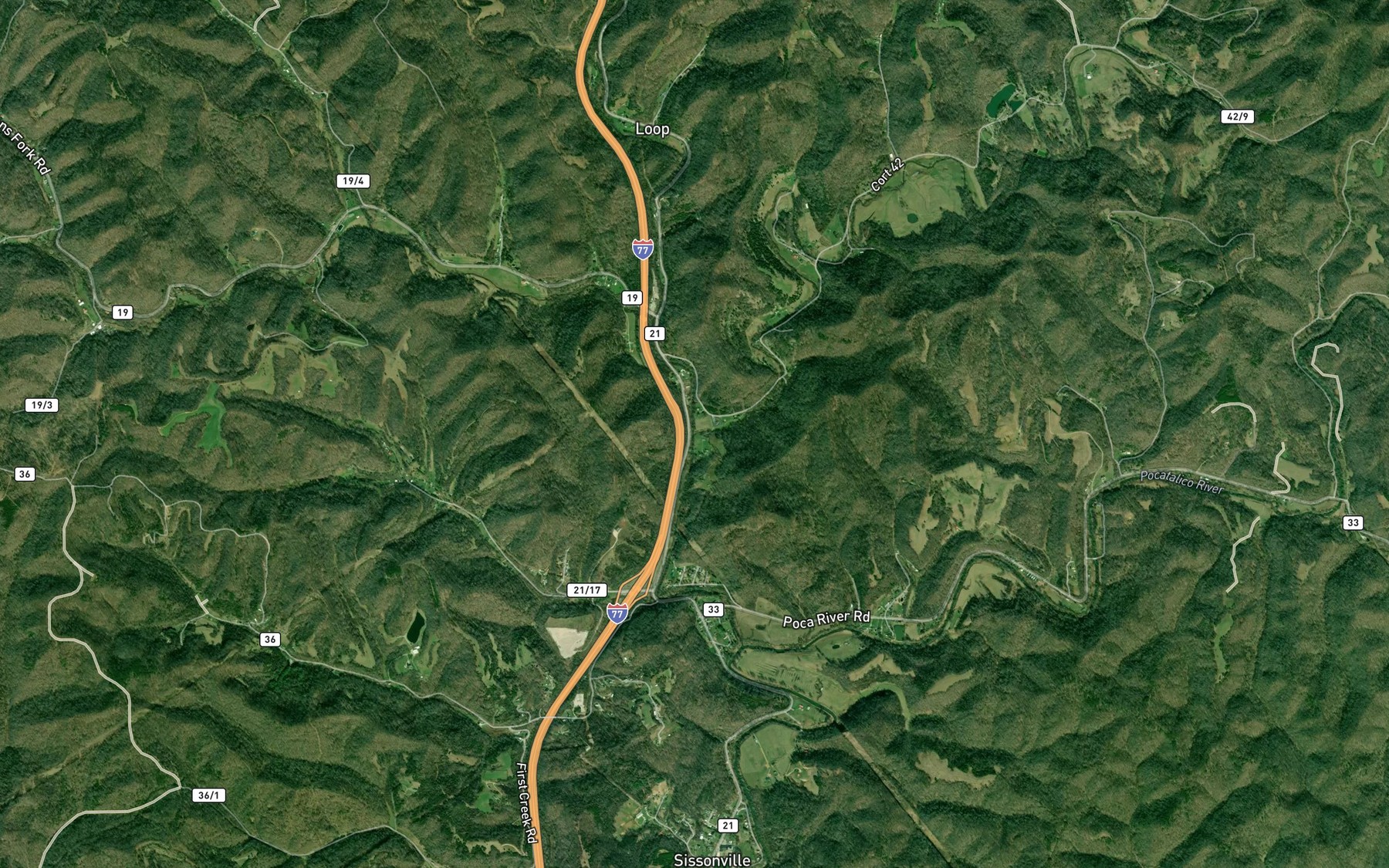 Satellite map of the Middle Fork