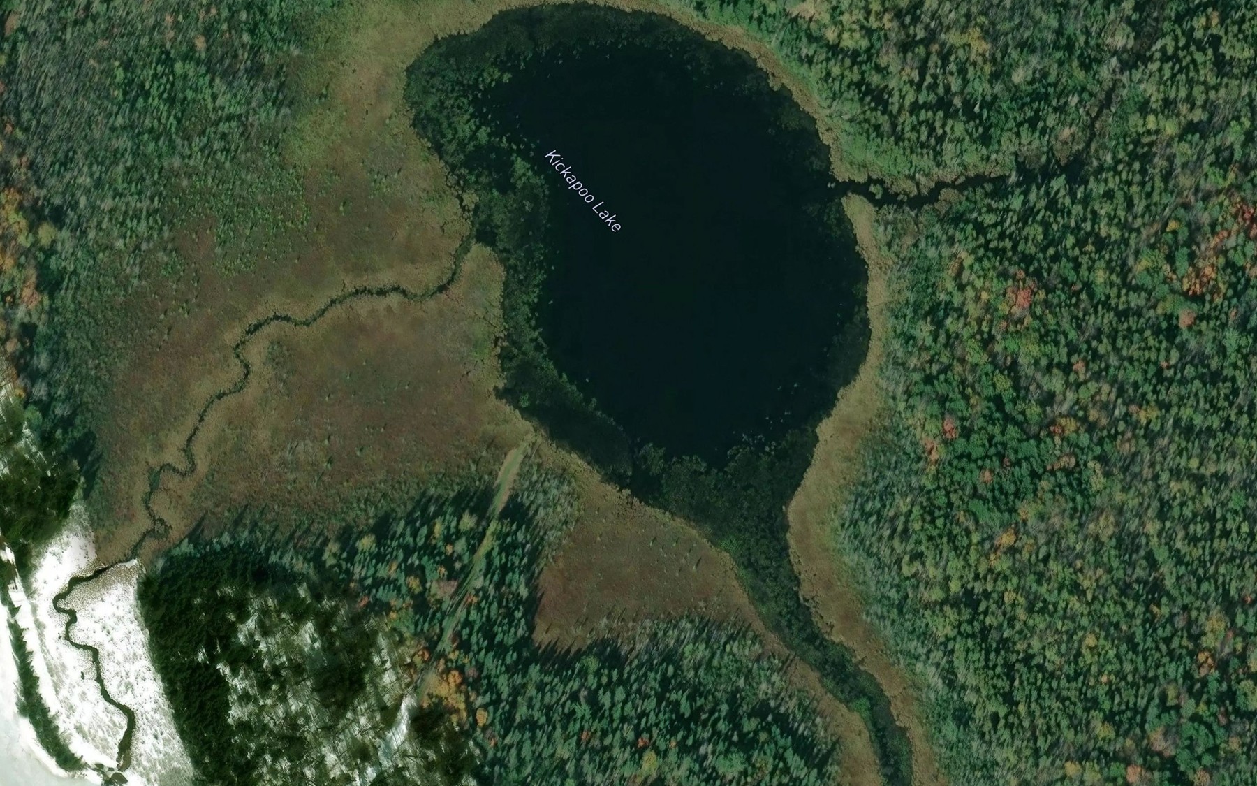 Satellite map of the Kickapoo Lake