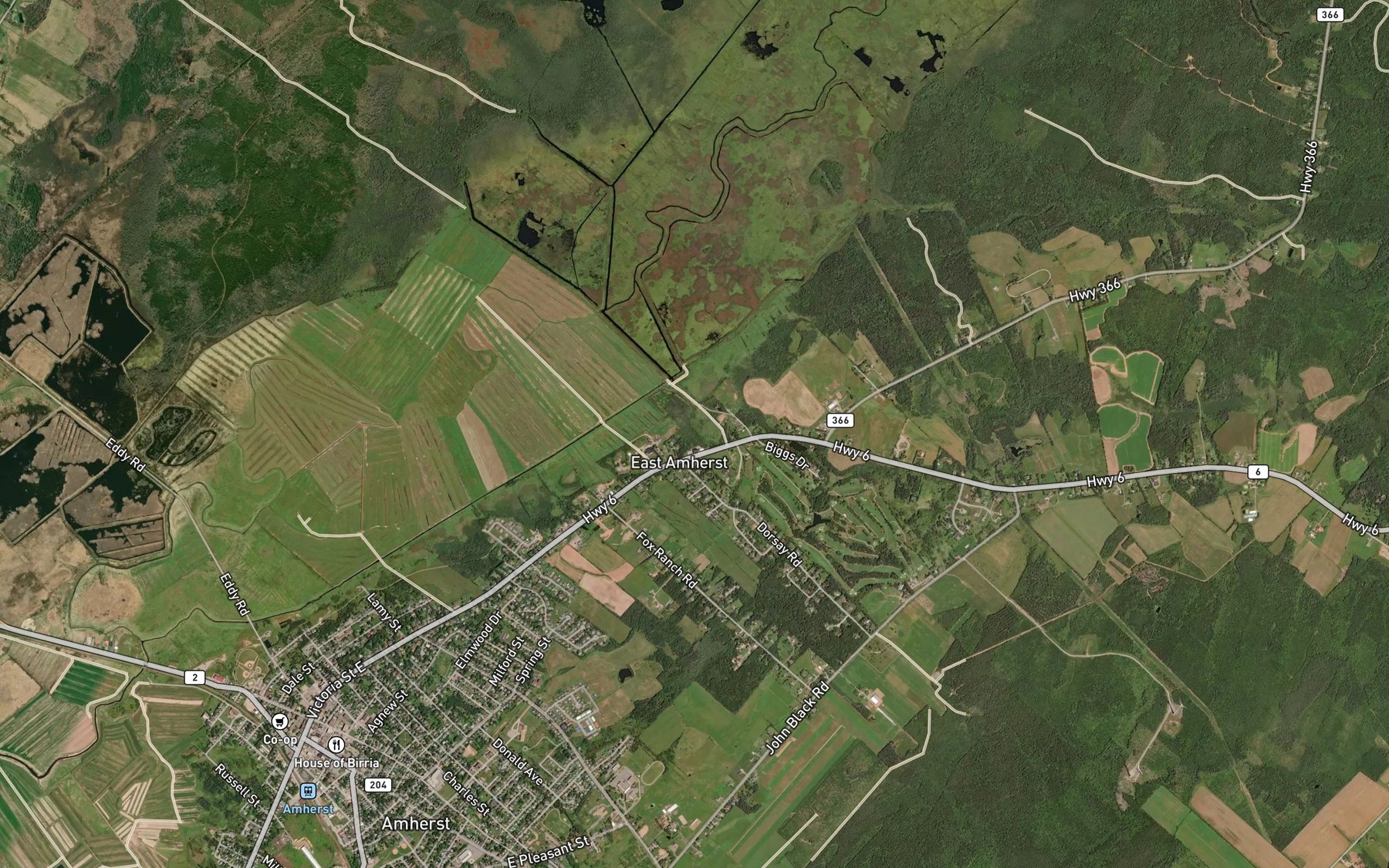 Satellite map of the Purdy Brook