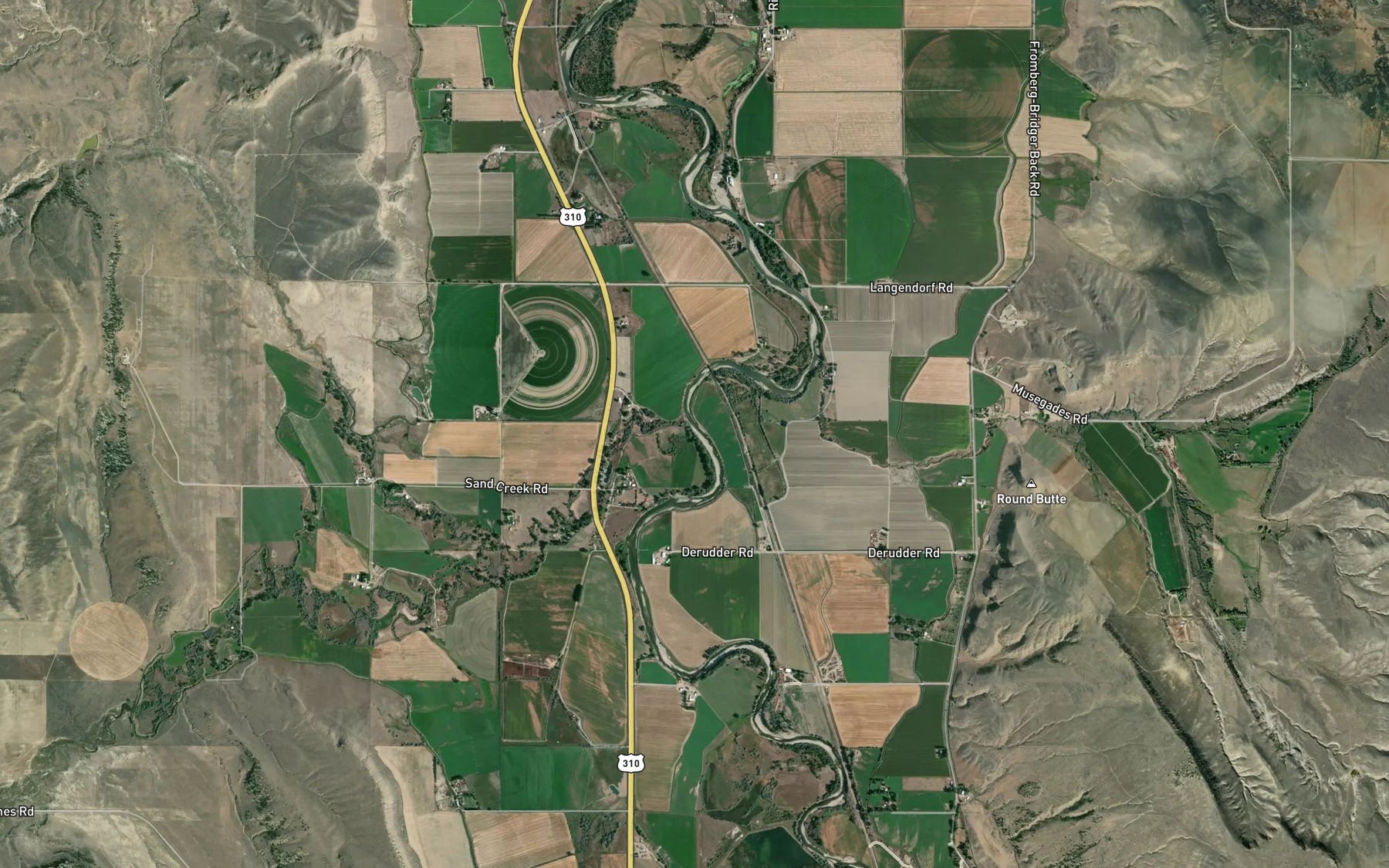 Satellite map of the Sand Creek