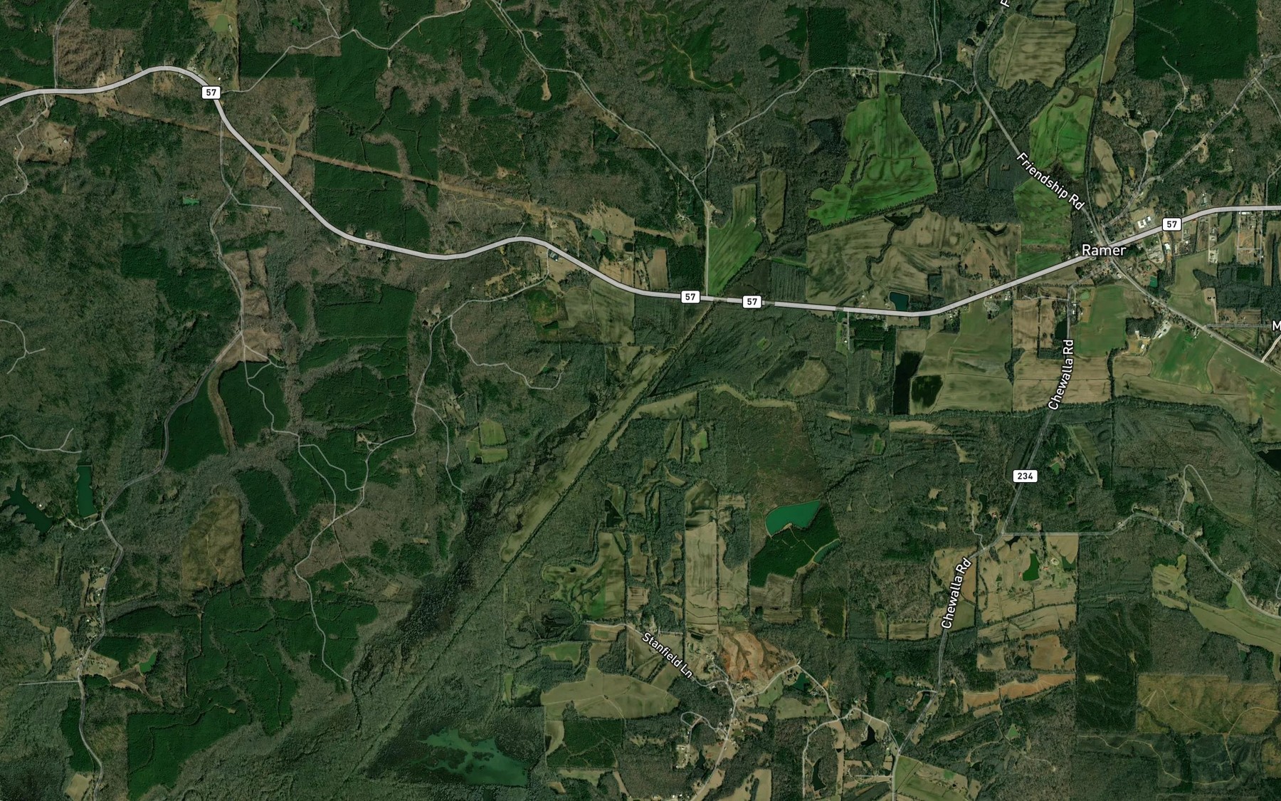 Satellite map of the Muddy Creek