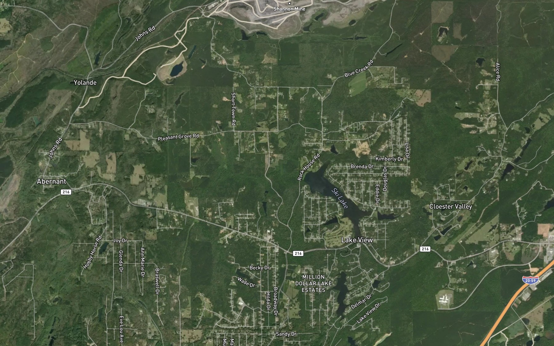 Satellite map of the Buffalo Creek