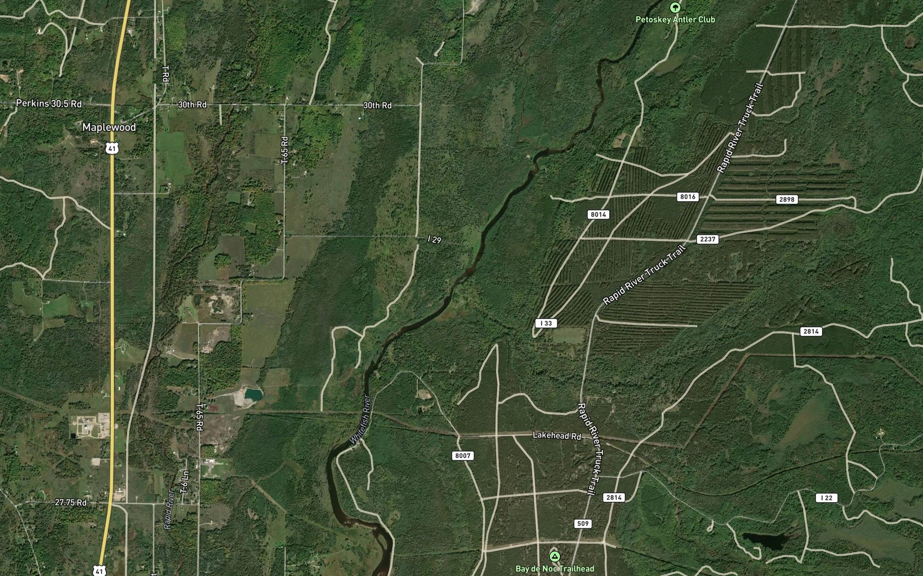 Satellite map of the Bills Creek