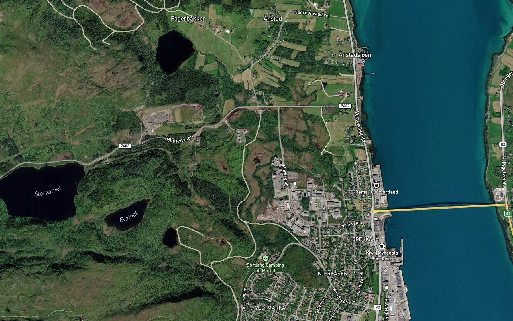Satellite map of the Grevtjonna
