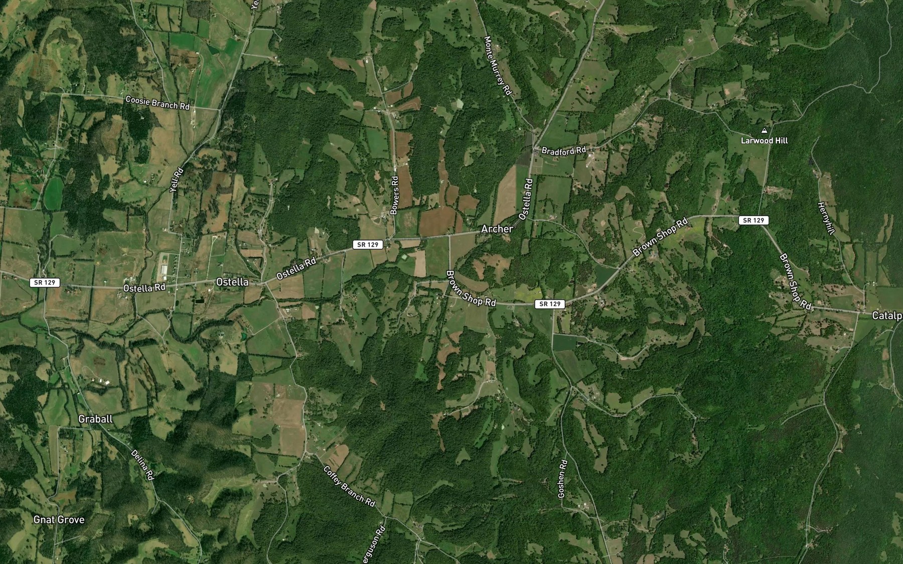 Satellite map of the Pee Dee Branch