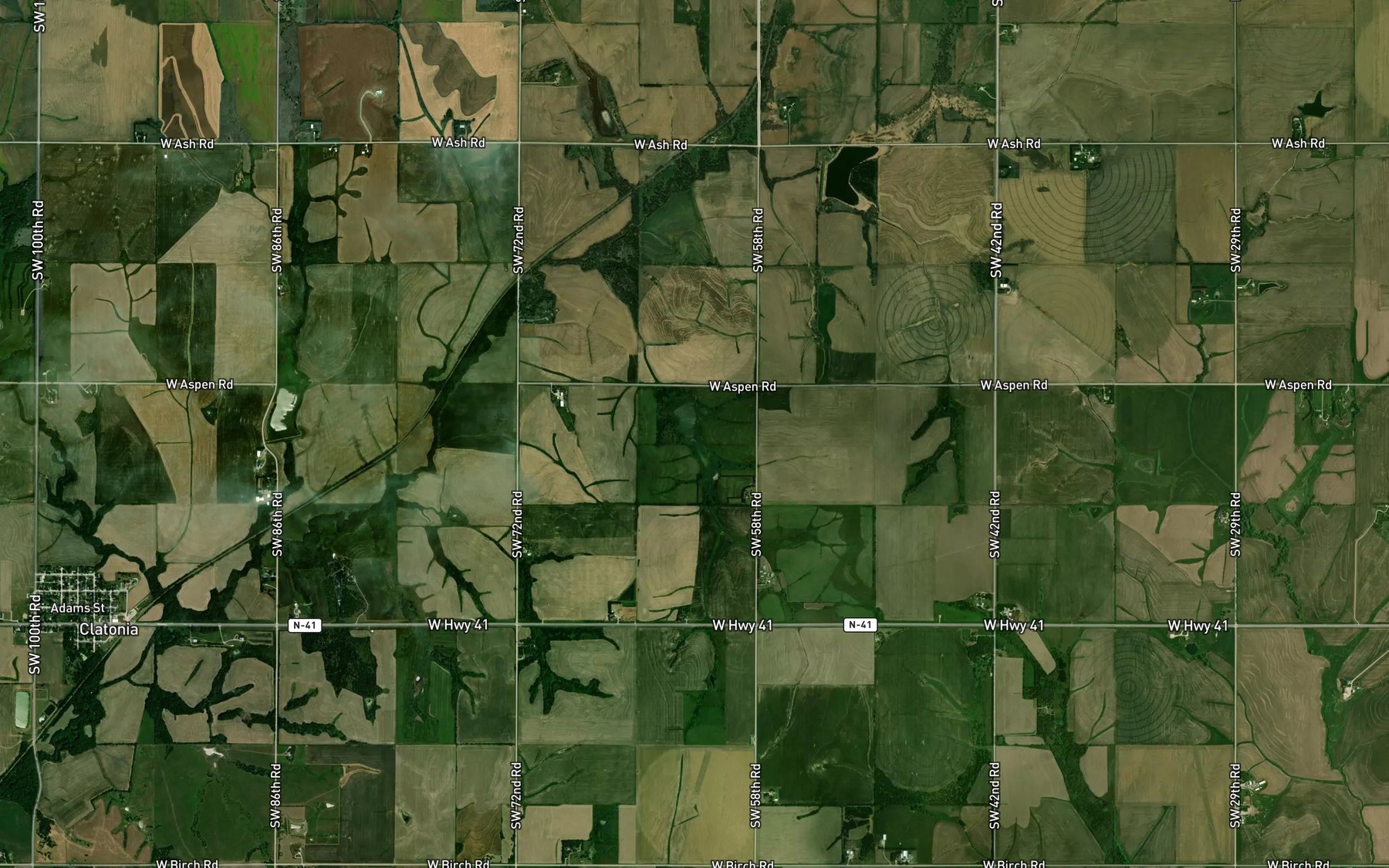 Satellite map of the Clatonia Creek Reservoir 6-A