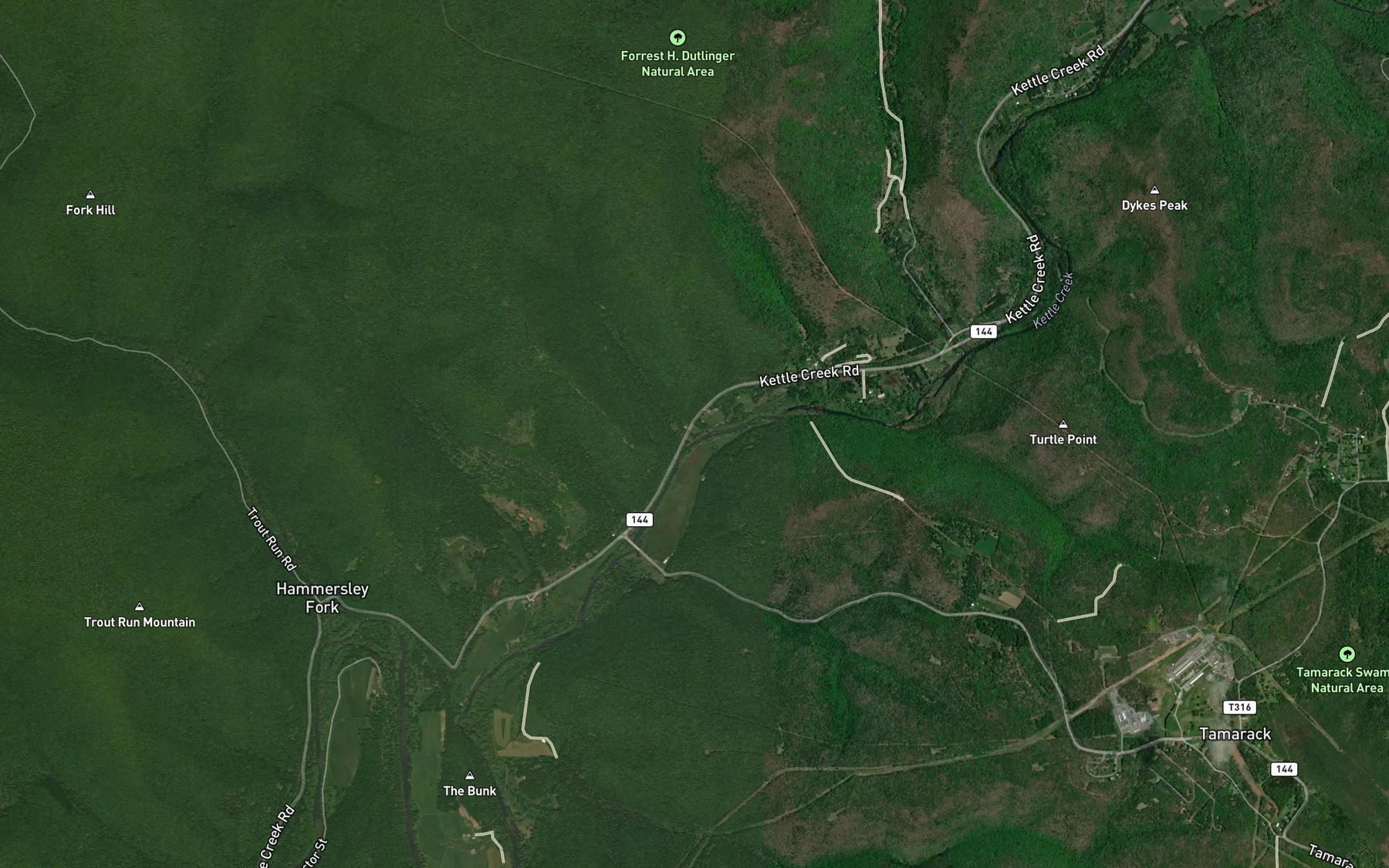 Satellite map of the Indian Camp Run